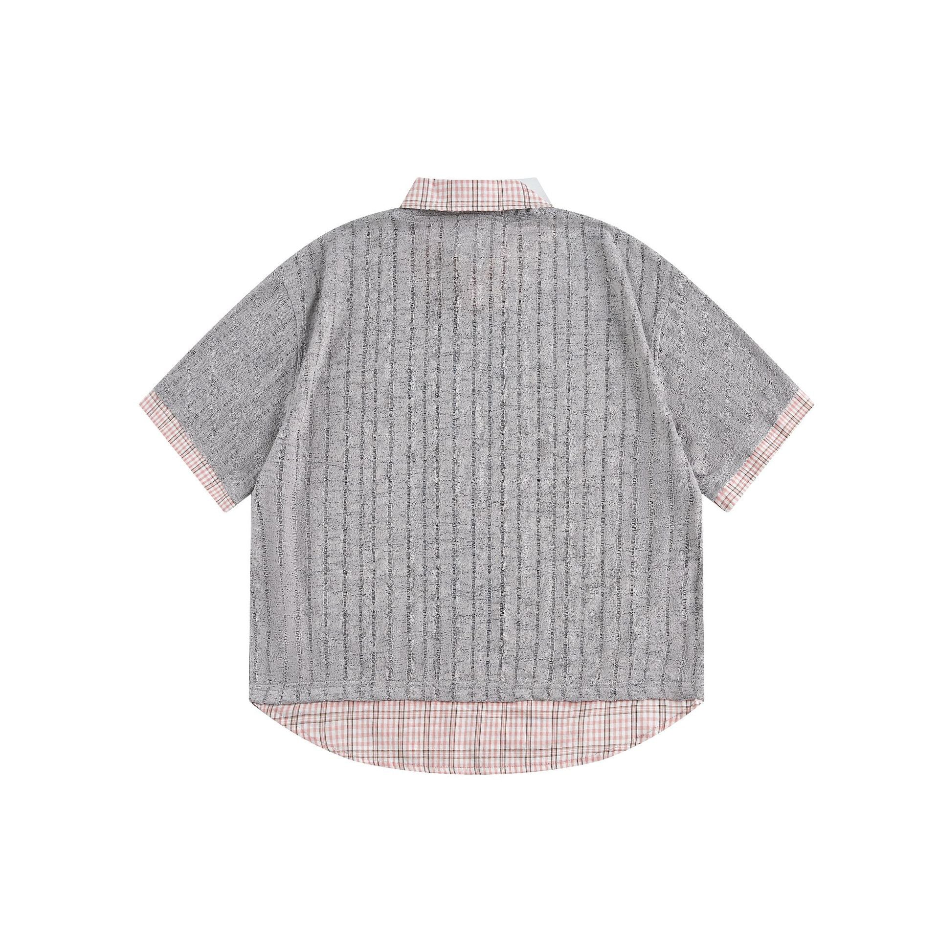 Zwoyren Vintage Faux-Layered Plaid Tee