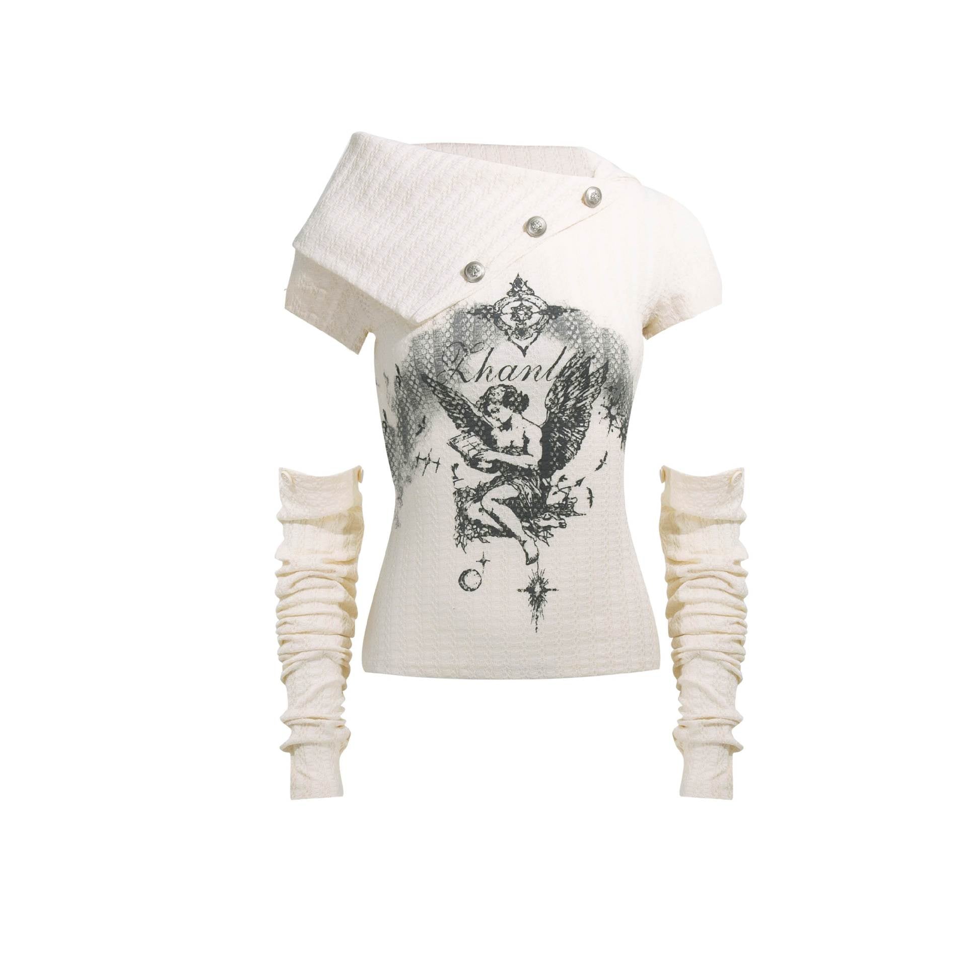 Zwoyren Two-Piece Angel Graphic Knit Top
