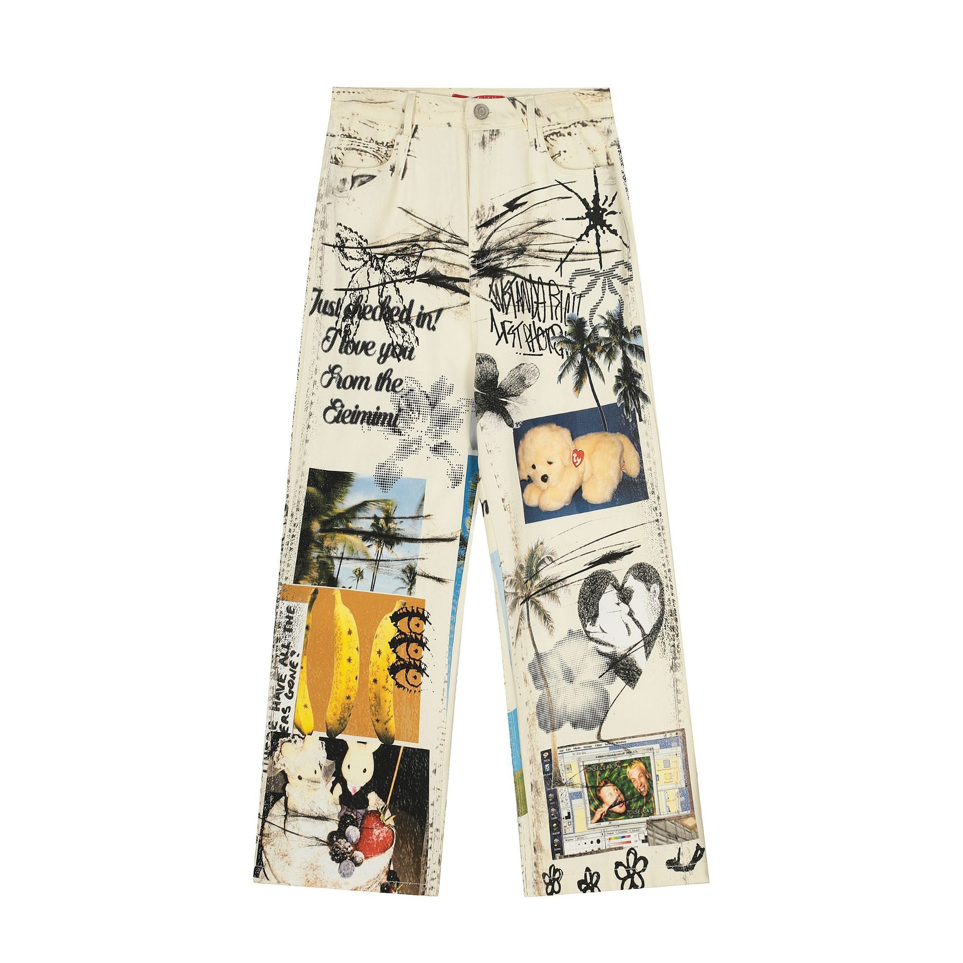 Zwoyren Whimsical Collage Statement Pants