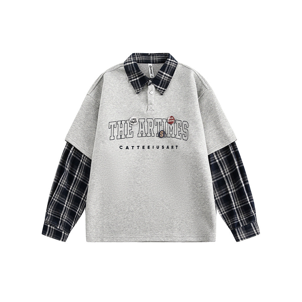 Zwoyren Varsity Plaid Combo Sweatshirt