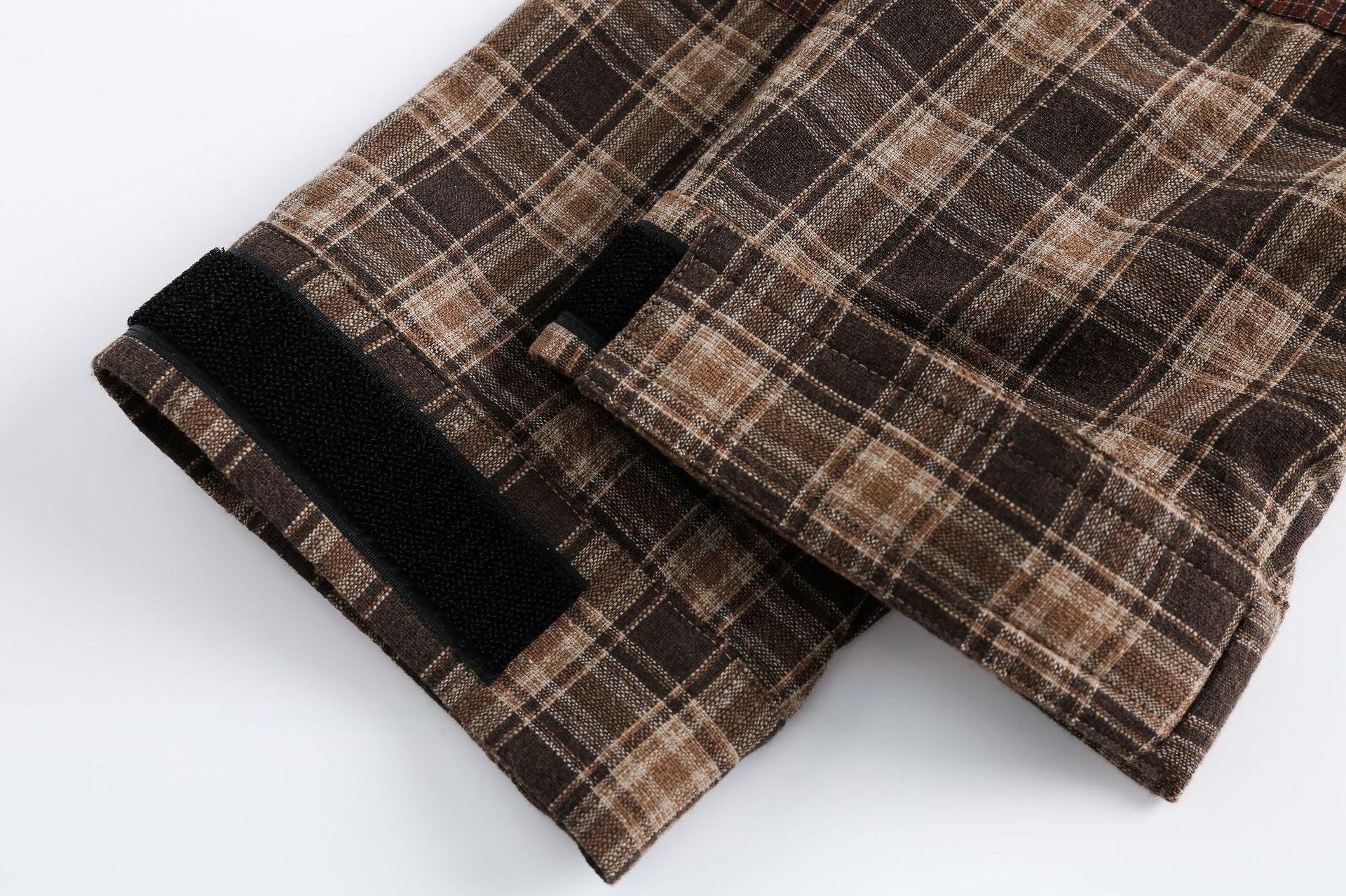 Maillard Retro Plaid Splicing Shirt