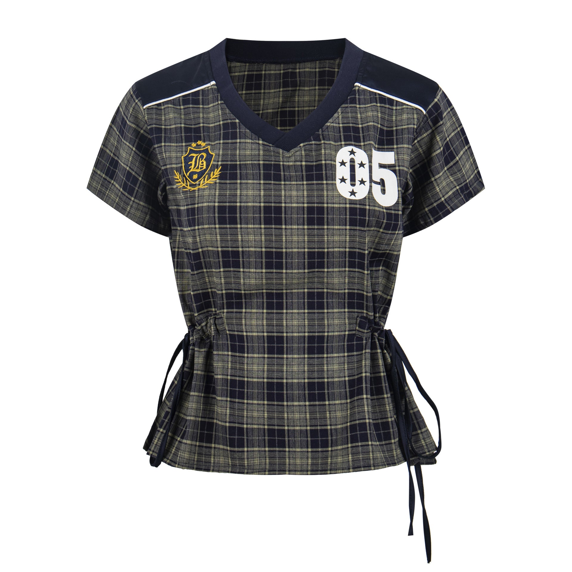 Zwoyren Plaid Lace-Up Tee