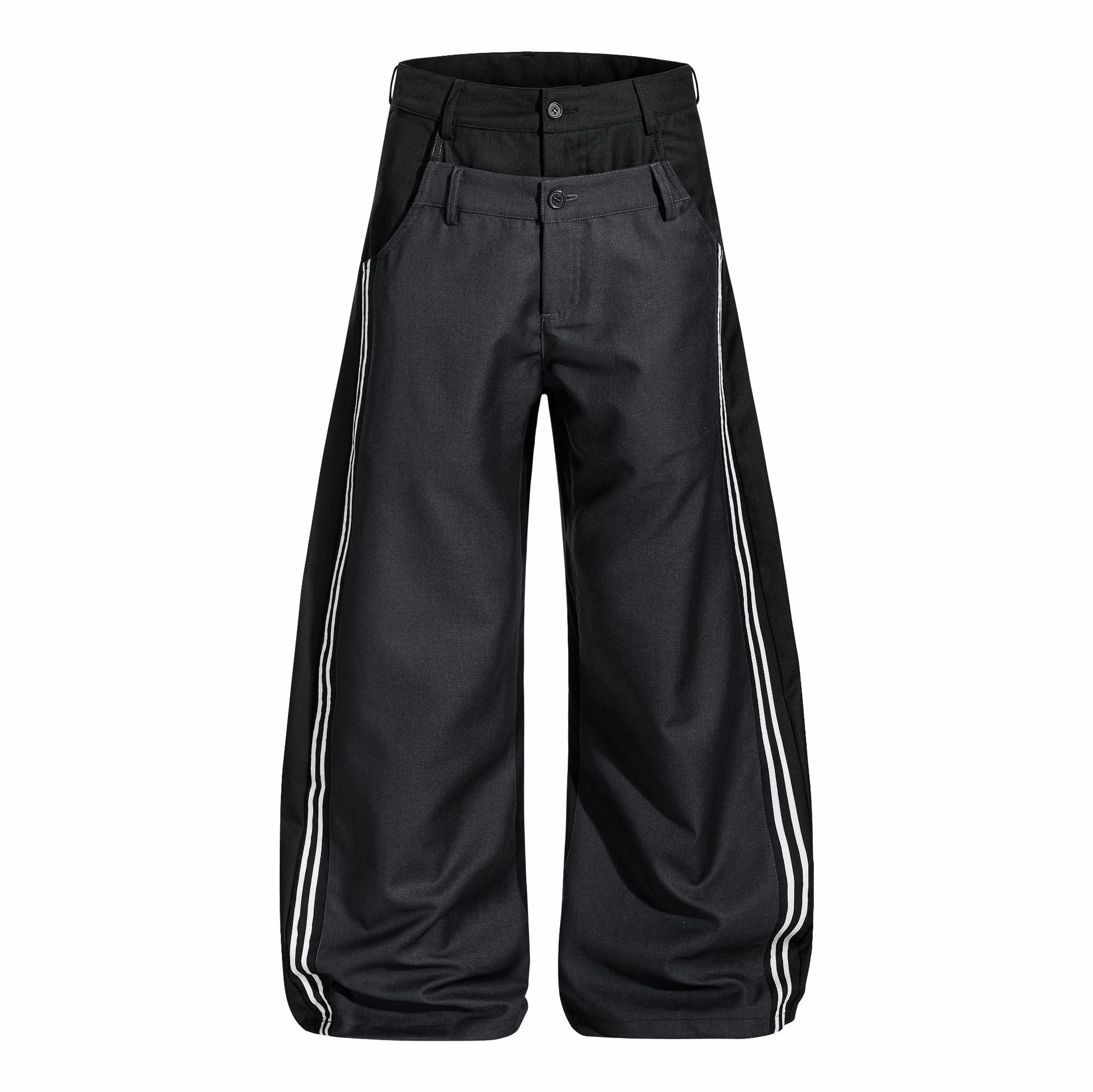Zwoyren Double Waist Stripe Baggy Pants