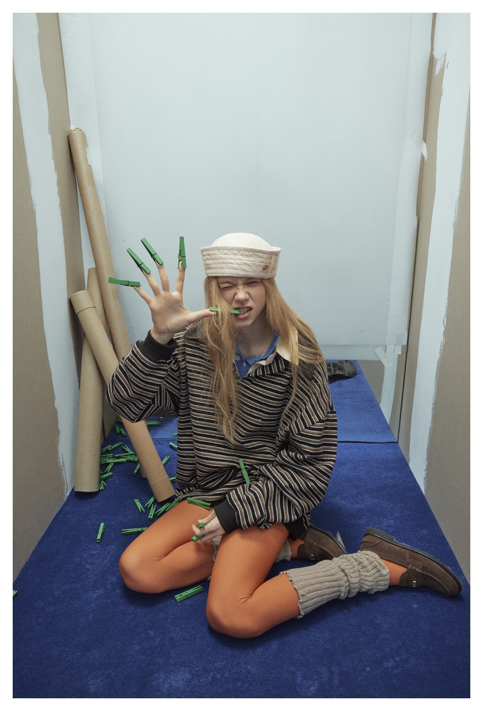 Zwoyren Retro Stripe Polo Sweatshirt