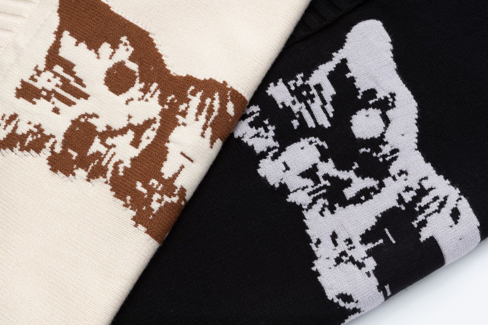 Zwoyren Cat Print Cowl Neck Sweater