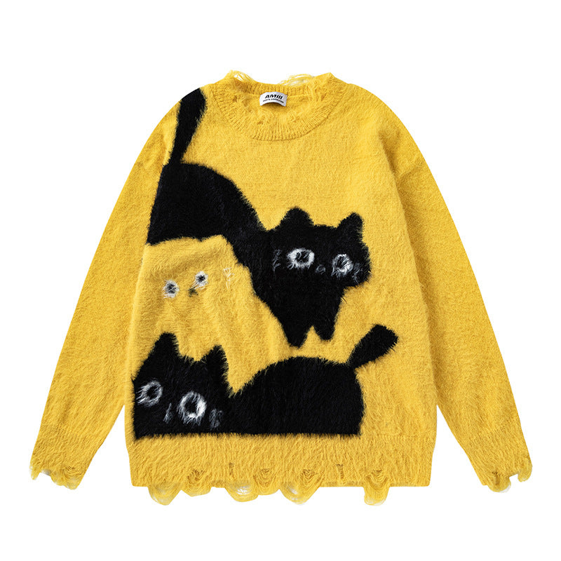 Zwoyren Color Blocking Cat Sweater