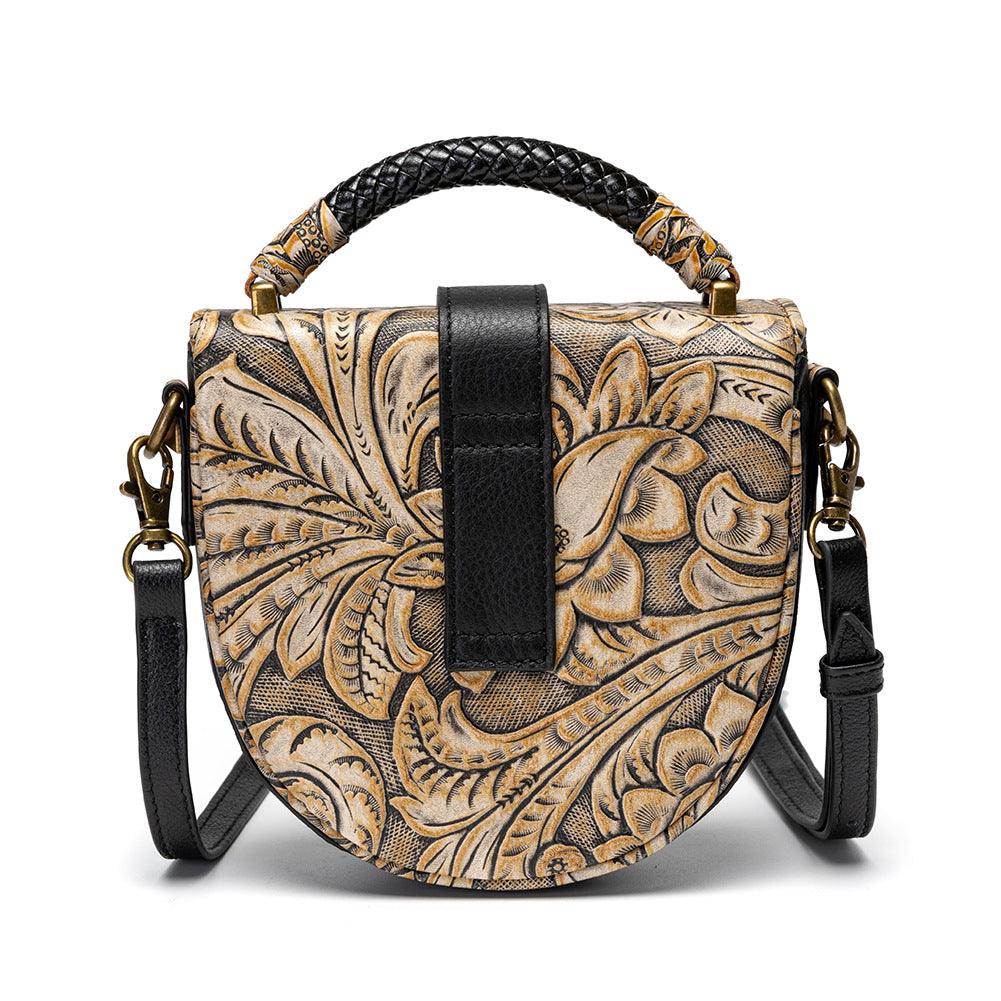 European Retro Crossbody Embossed Leather Bag