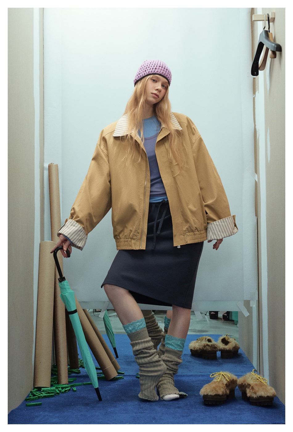 Zwoyren Reversible Striped Collar Jacket
