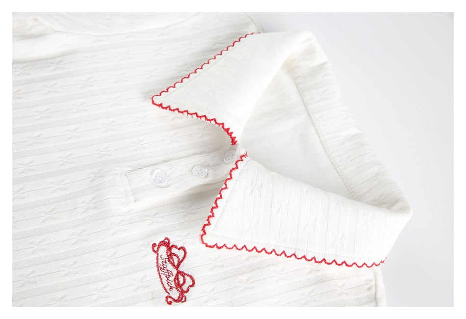 Zwoyren Ribbed Cropped Polo Top