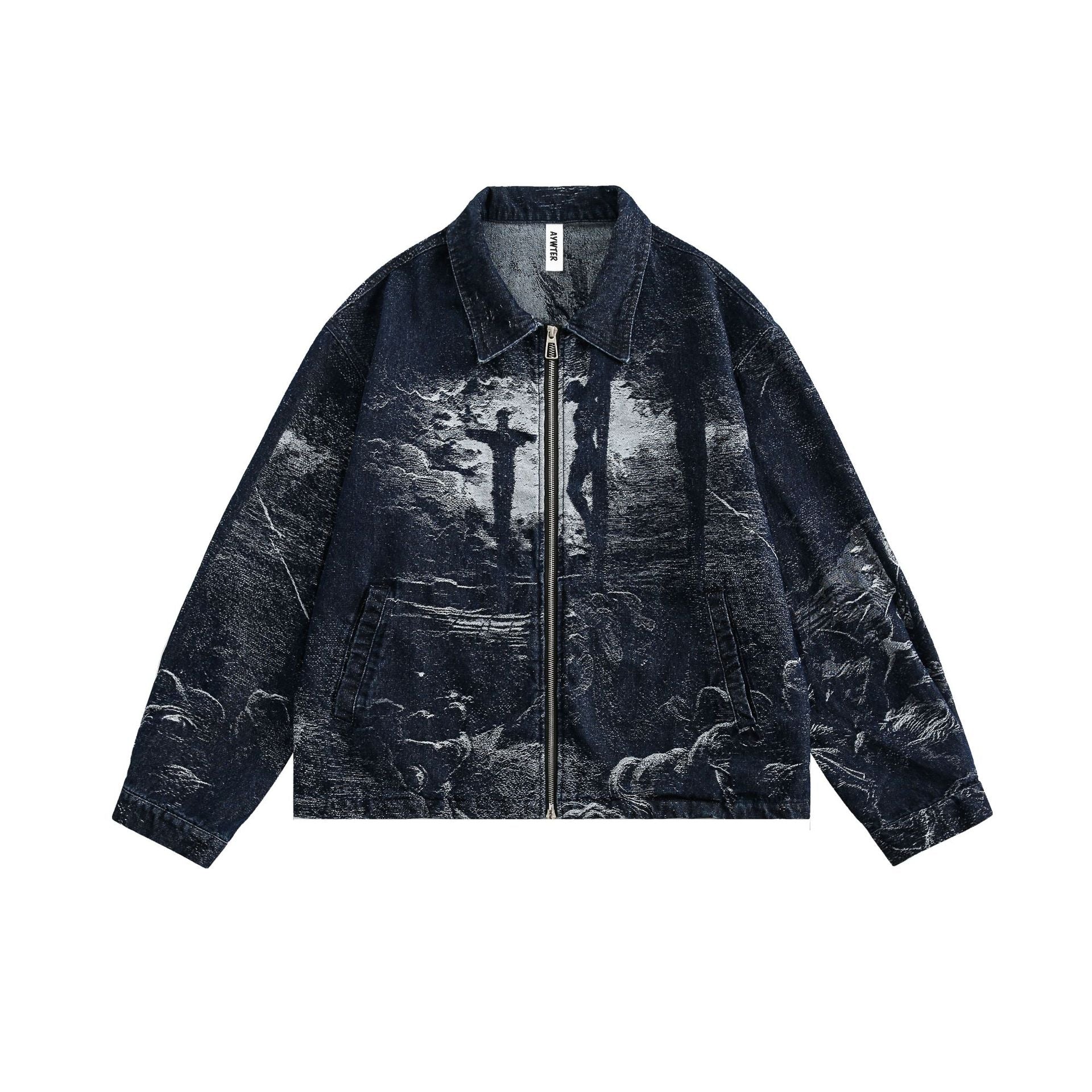 Zwoyren Holy Light Jacquard Textured Denim Jacket