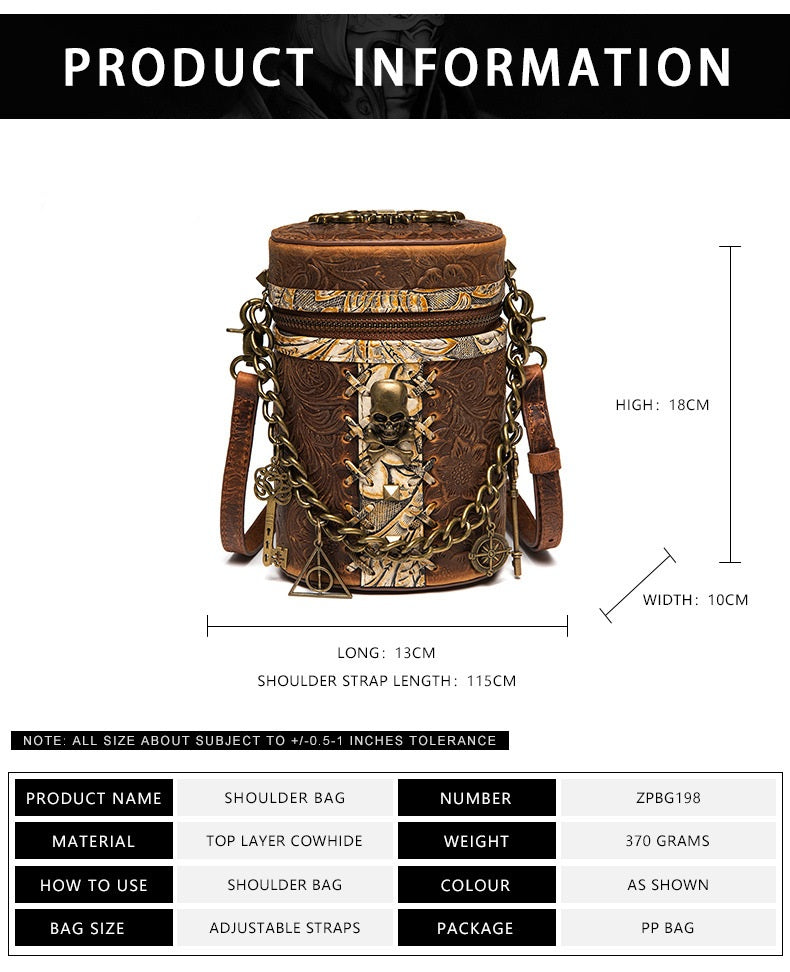 Retro Style First Layer Cowhide Bucket Bag