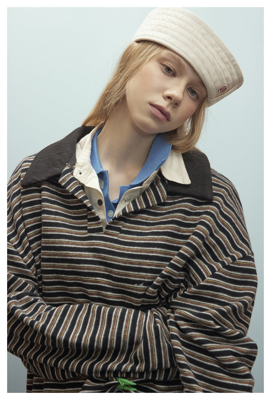 Zwoyren Retro Stripe Polo Sweatshirt
