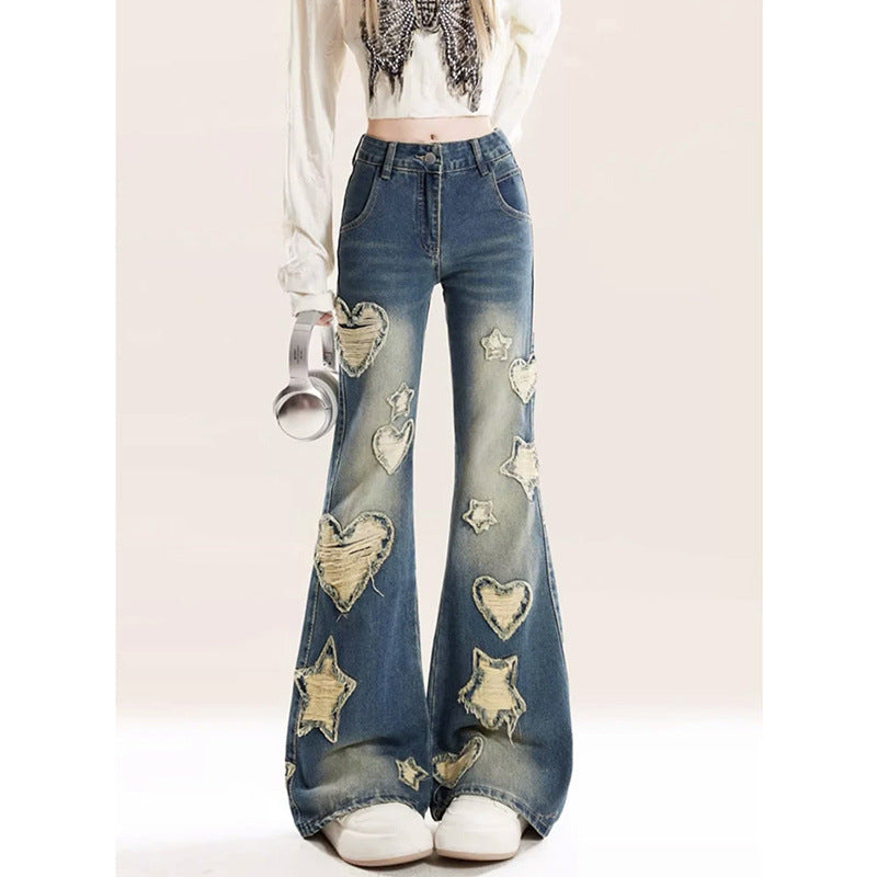 Zwoyren Distressed Star Heart Jeans