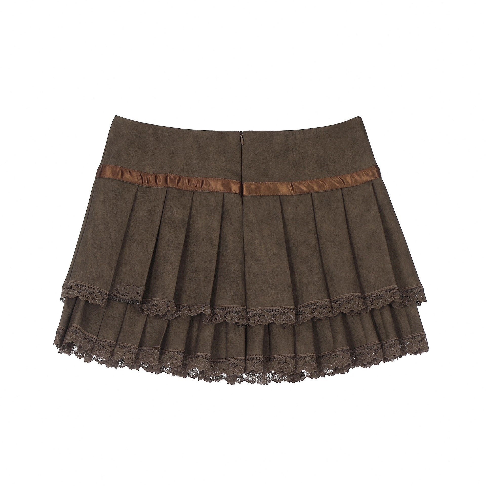 Zwoyren Lace Trim Pleated Skirt