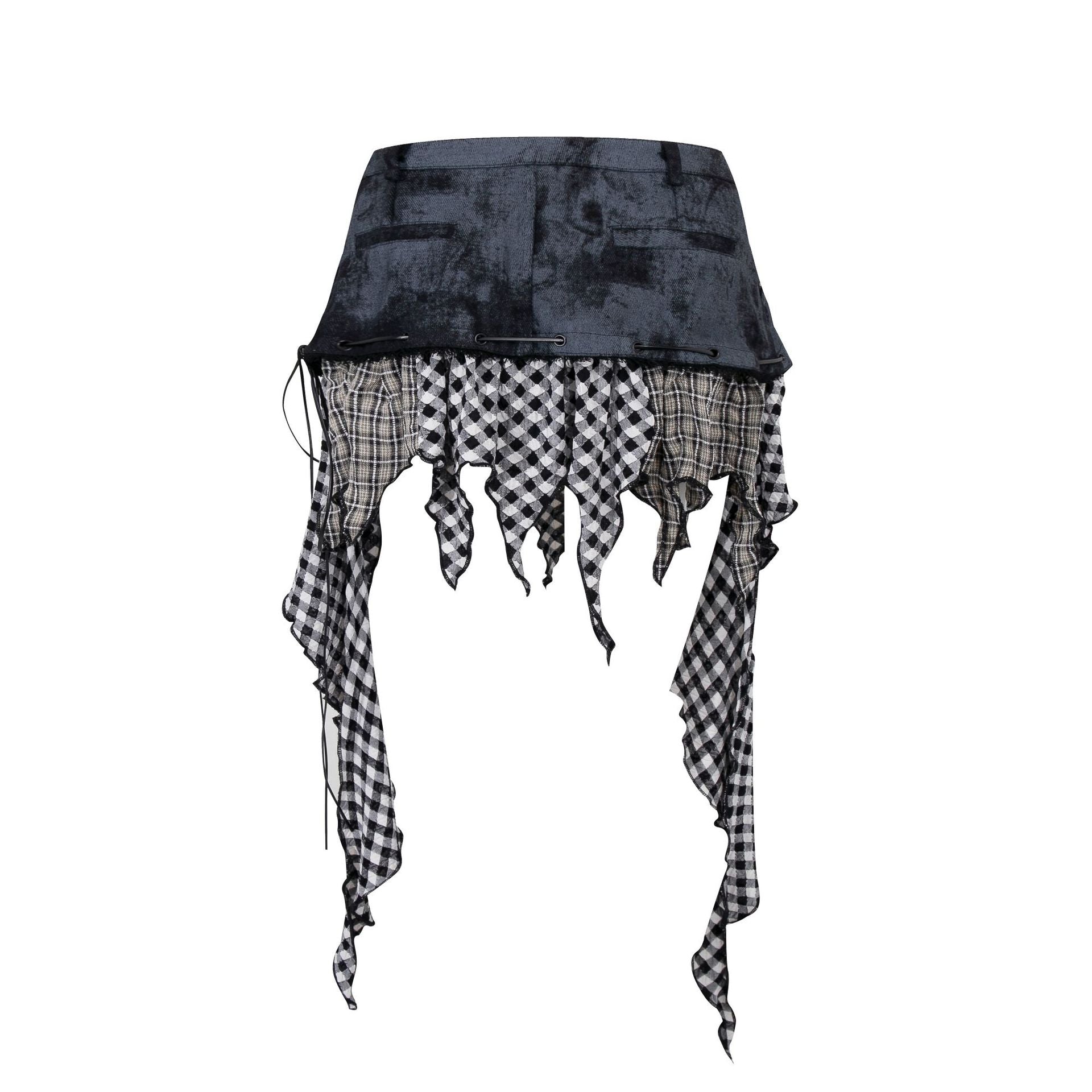 Zwoyern Irregular Plaid Patchwork Skirt