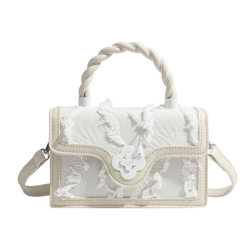 Lace Detail White Handbag