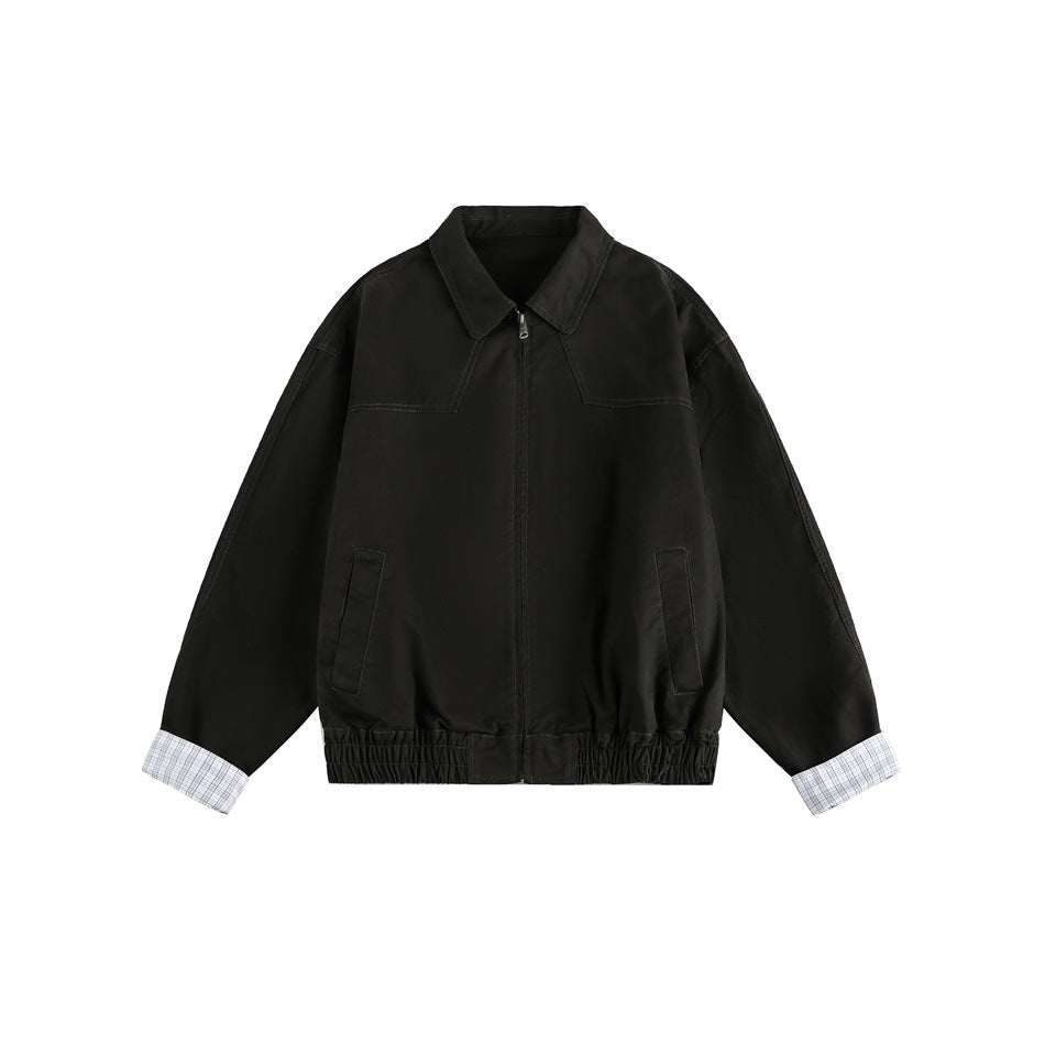 Zwoyren Retro Plaid-Cuff Harrington Jacket