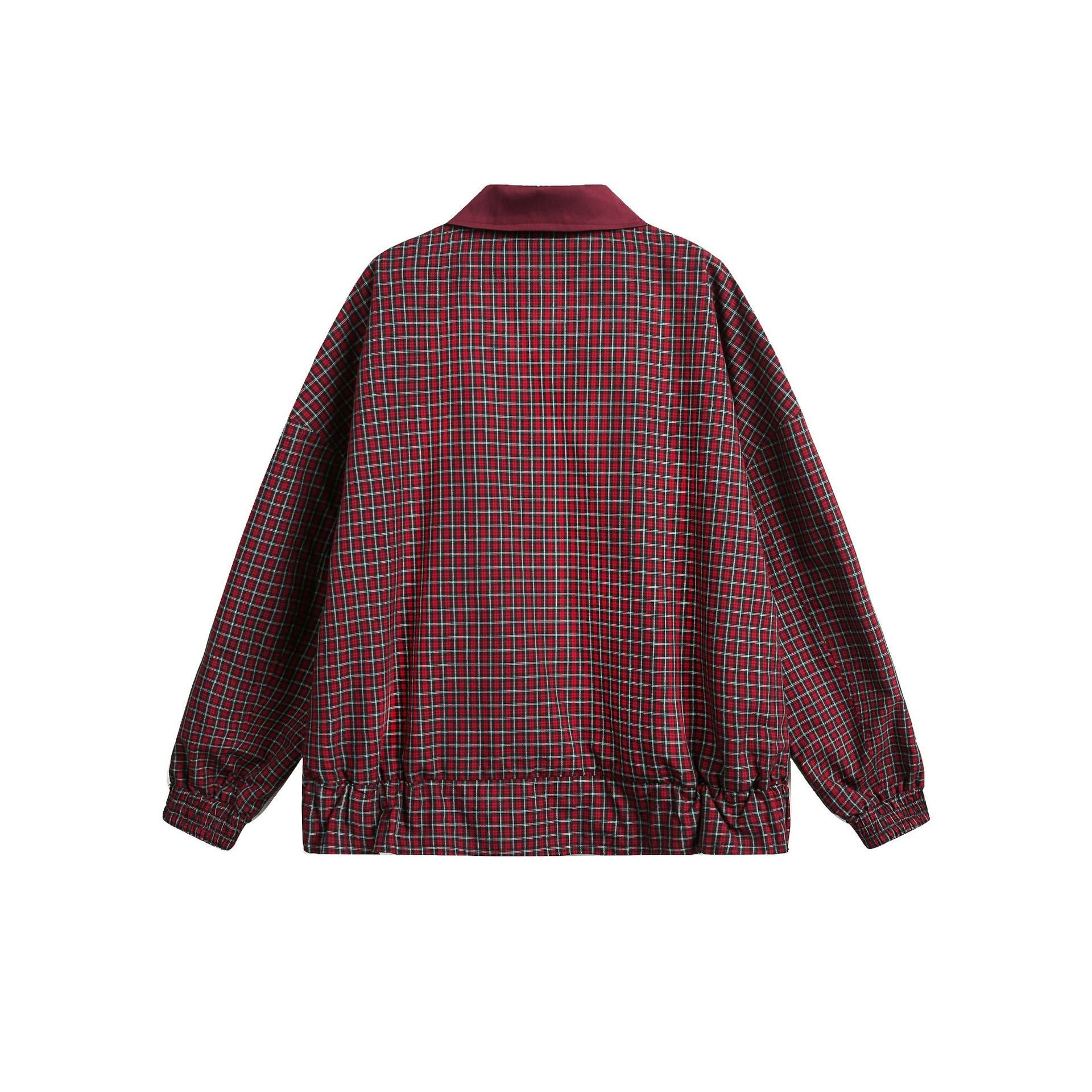 Zwoyren Retro Loose Reversible Lapel Plaid Jacket