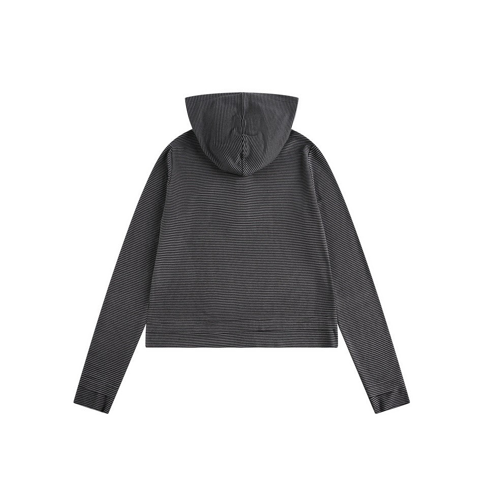 Zwoyren Henley Striped Hoodie Sweatshirt