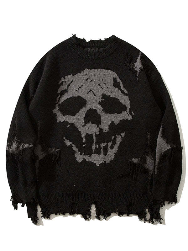 Zwoyren Distressed Skull Sweater