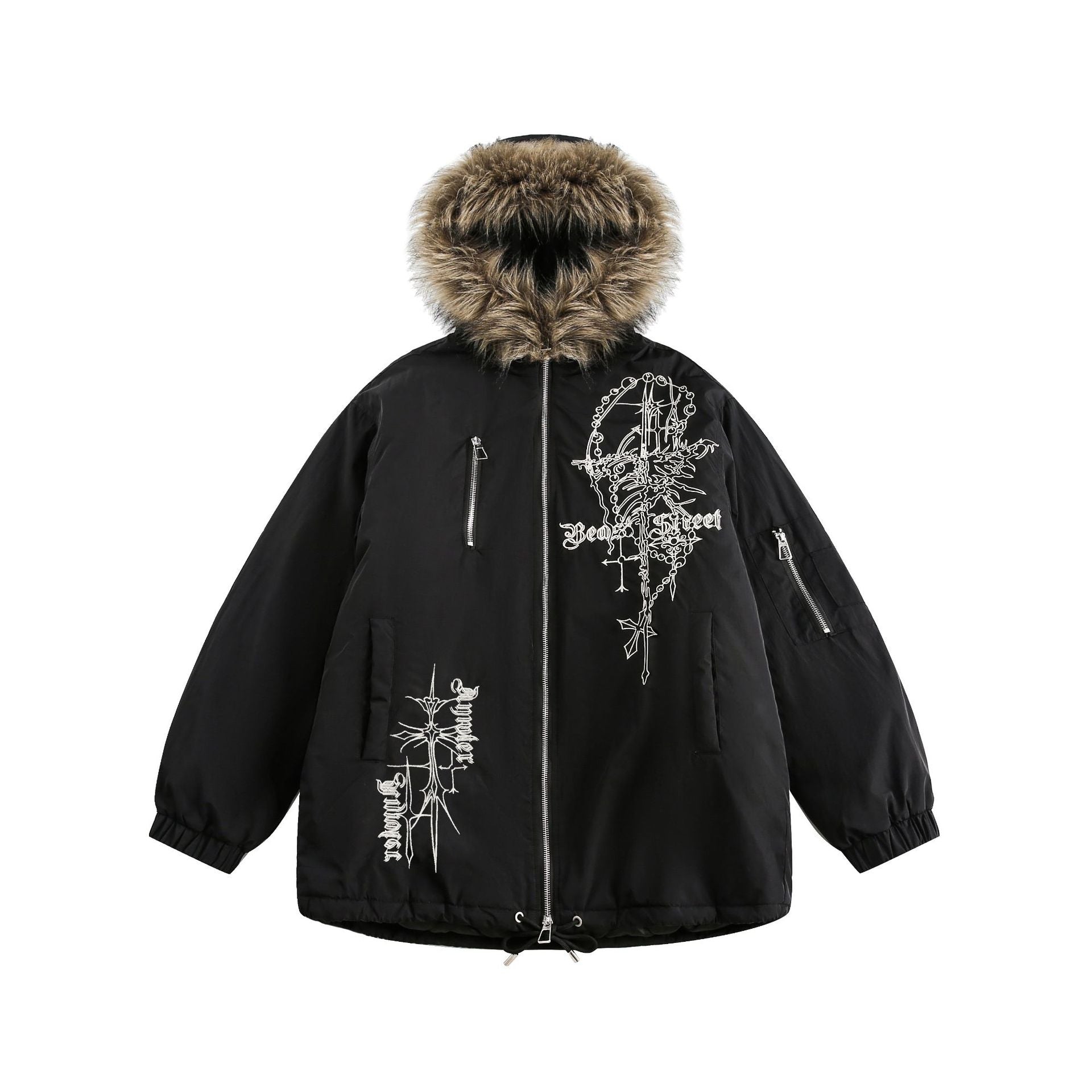 Zwoyren Gothic Style Fur-Trimmed Coat