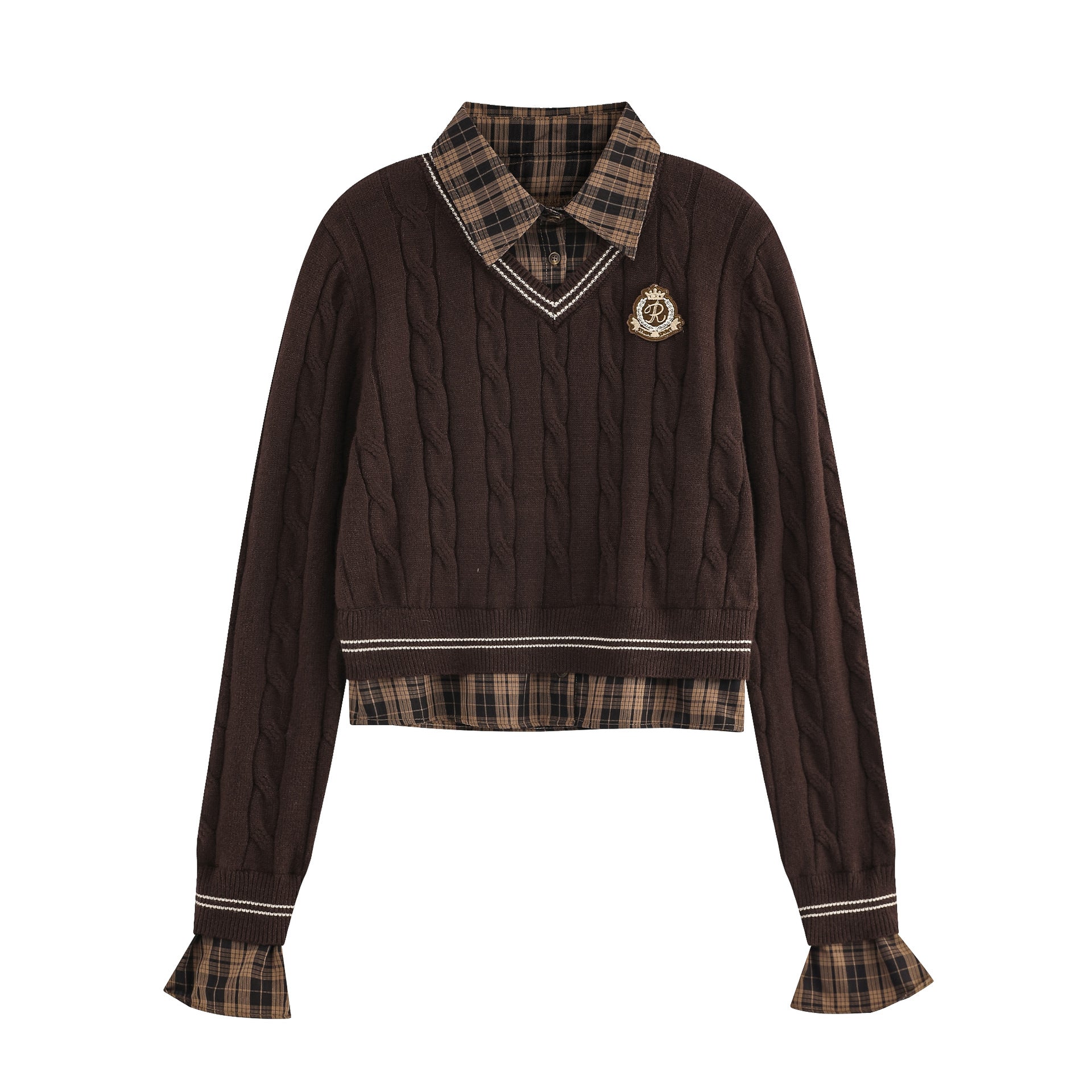 Zwoyren Plaid Accent Knit Sweater