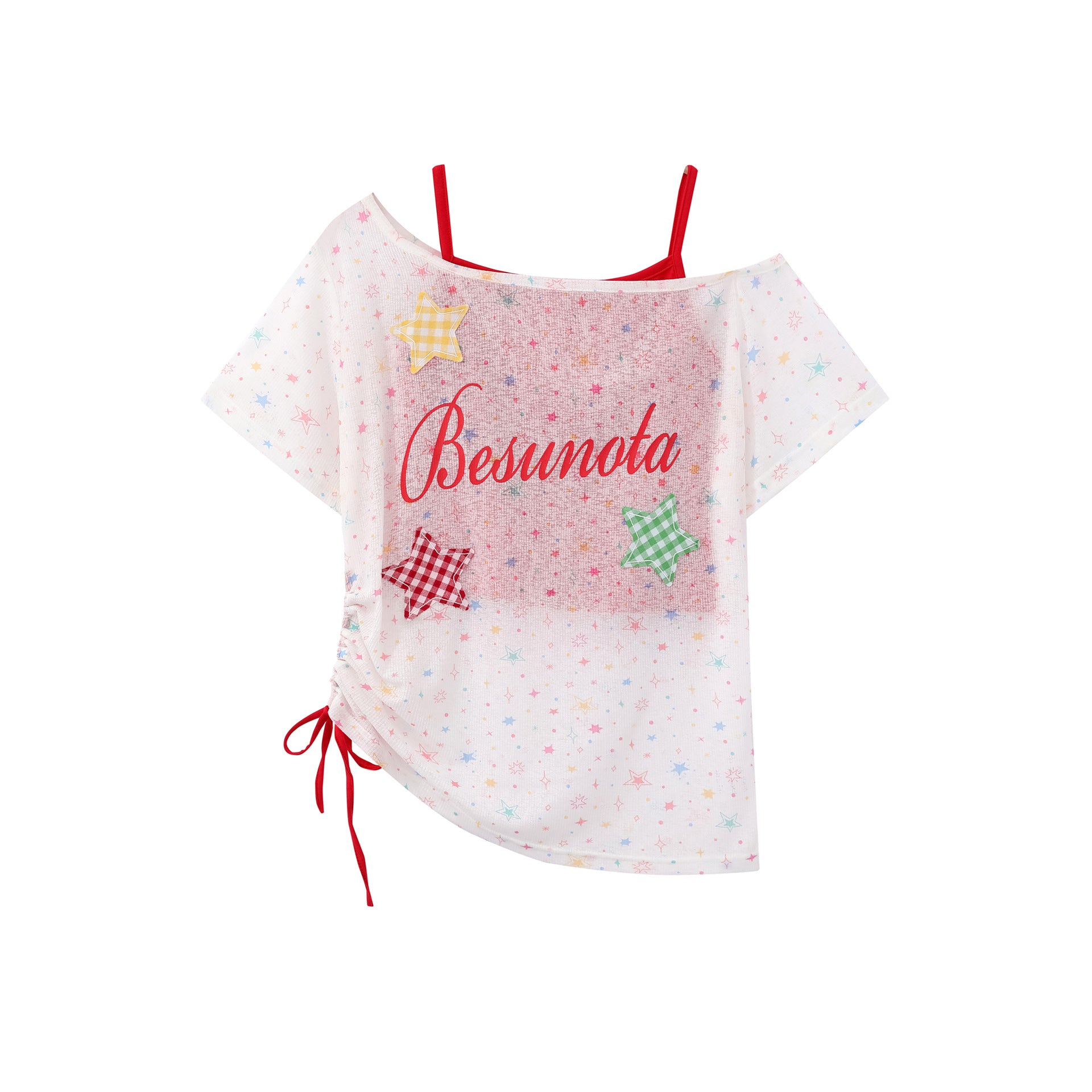 Zwoyren Off-Shoulder Star Top Tee
