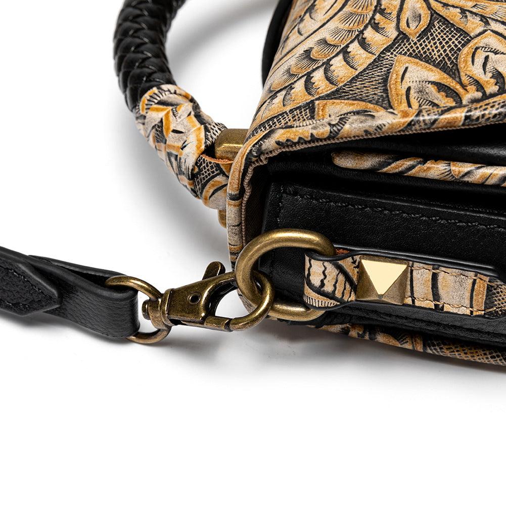 European Retro Crossbody Embossed Leather Bag