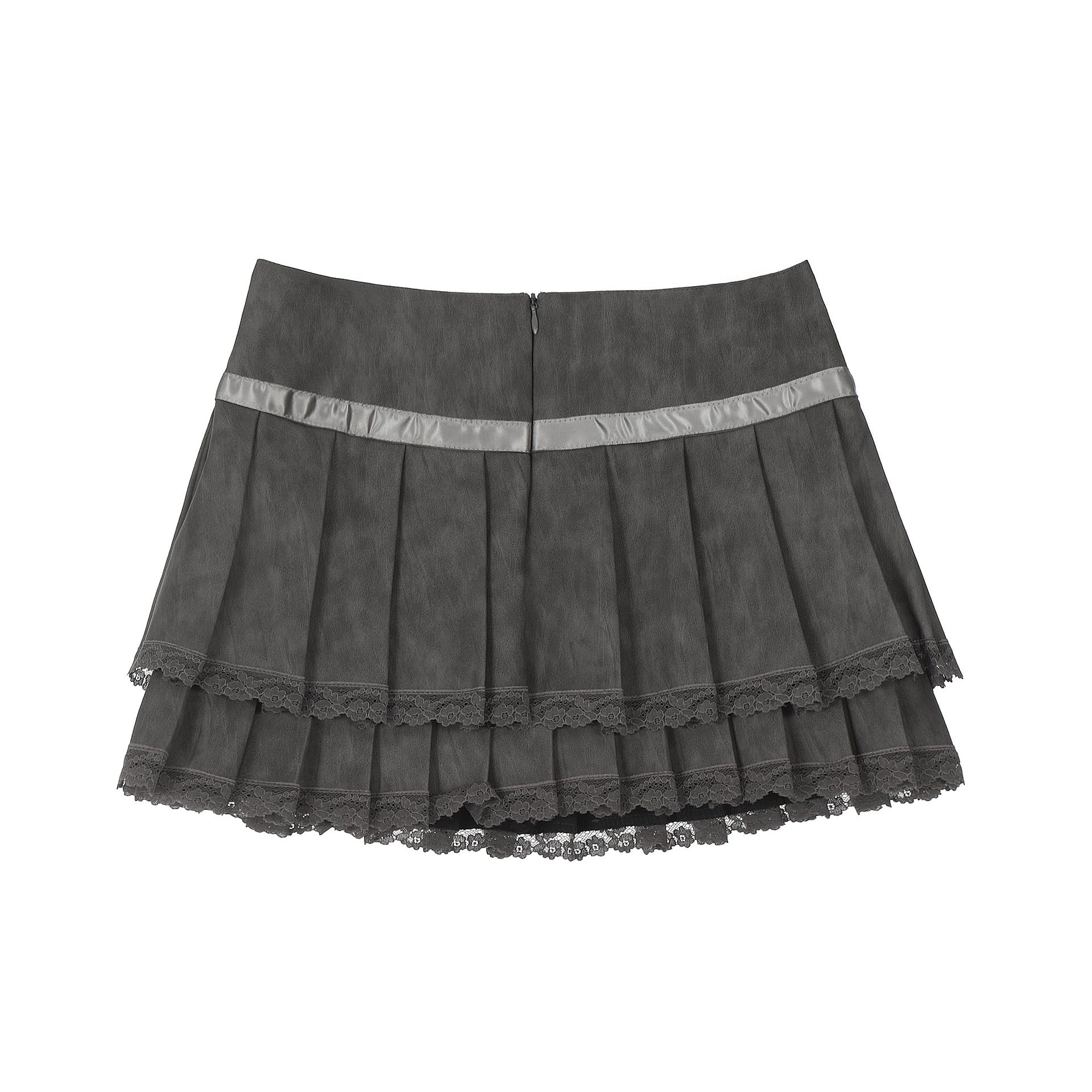 Zwoyren Lace Trim Pleated Skirt