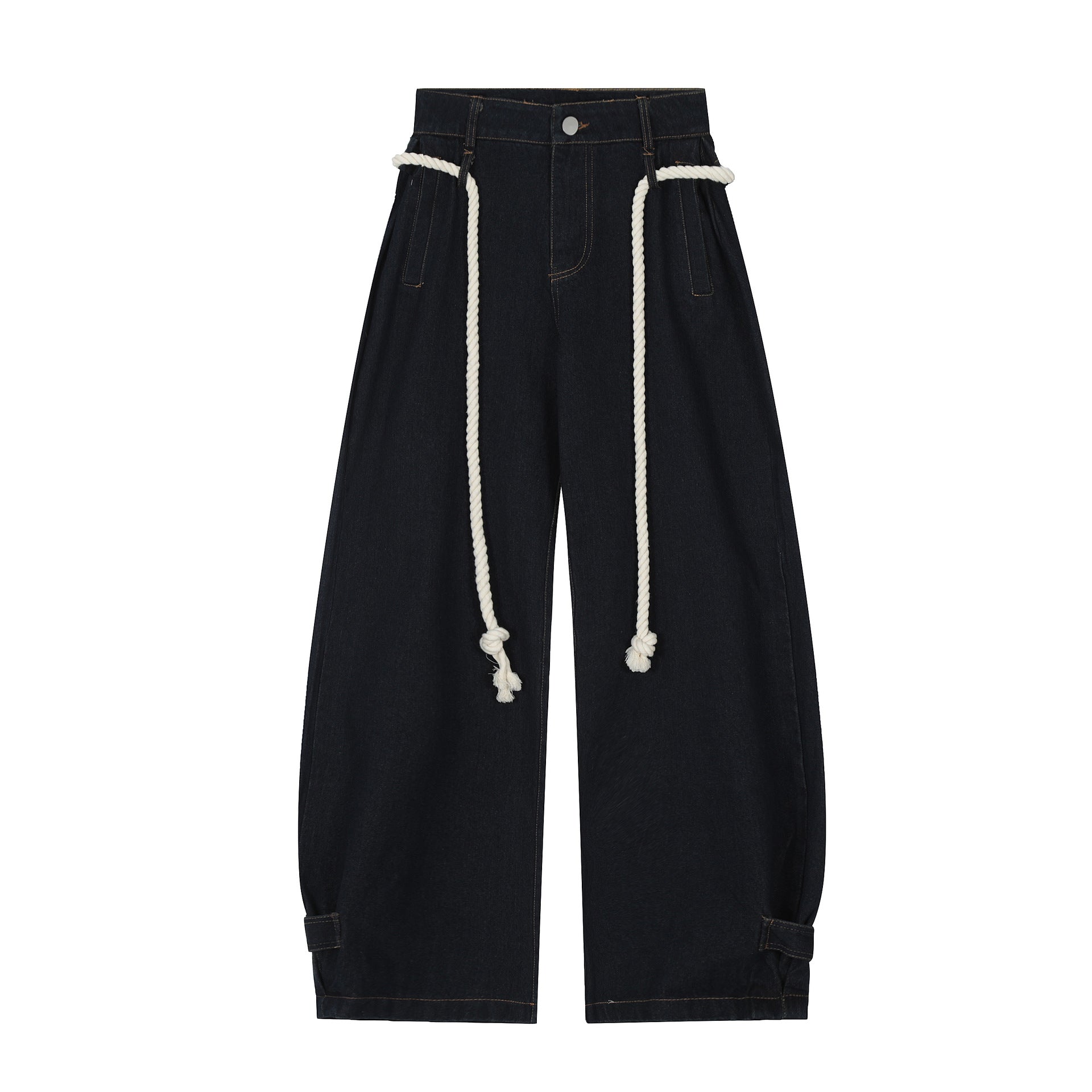Rope Raw Barrel Loose Jeans
