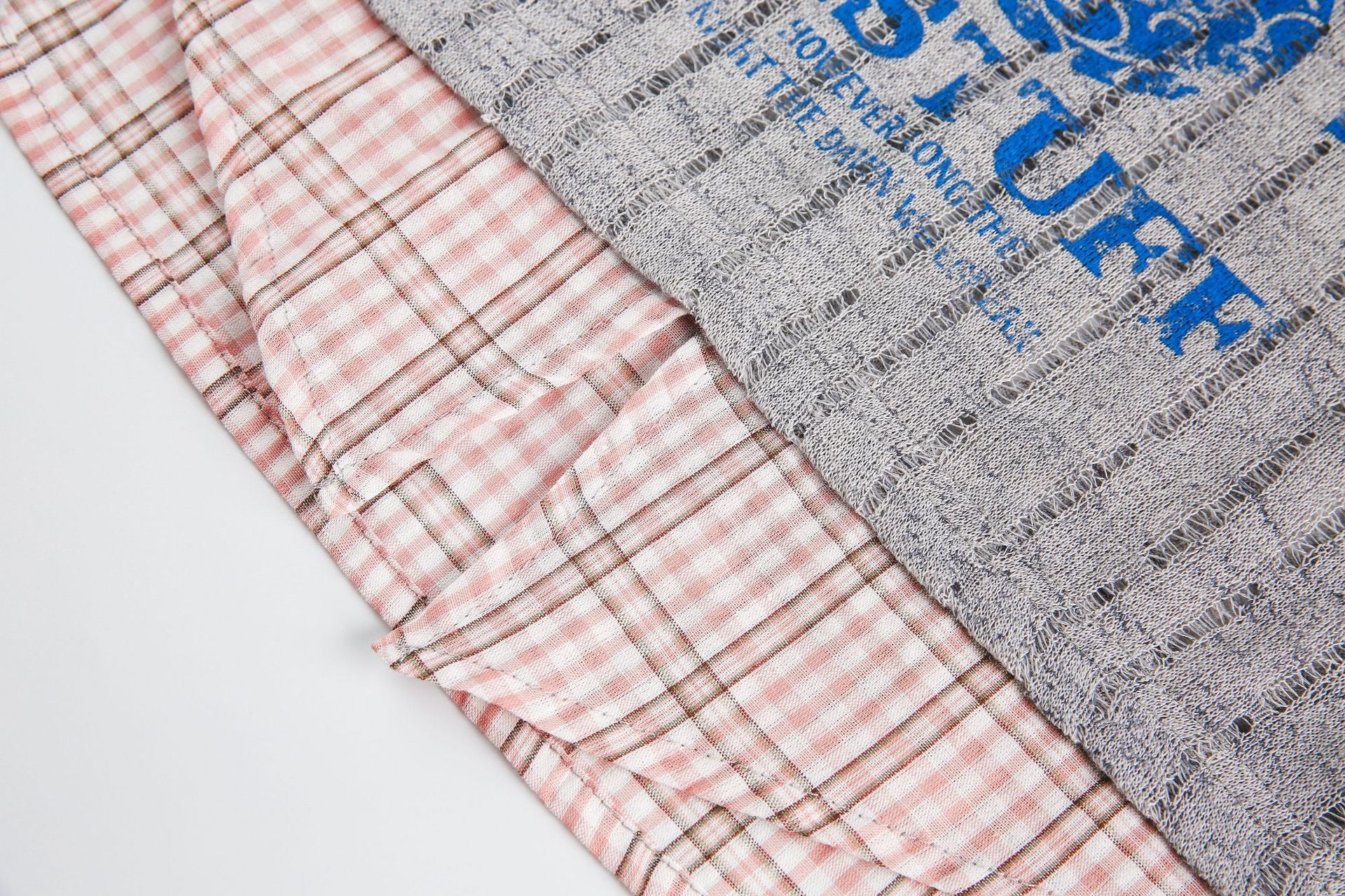 Zwoyren Vintage Faux-Layered Plaid Tee