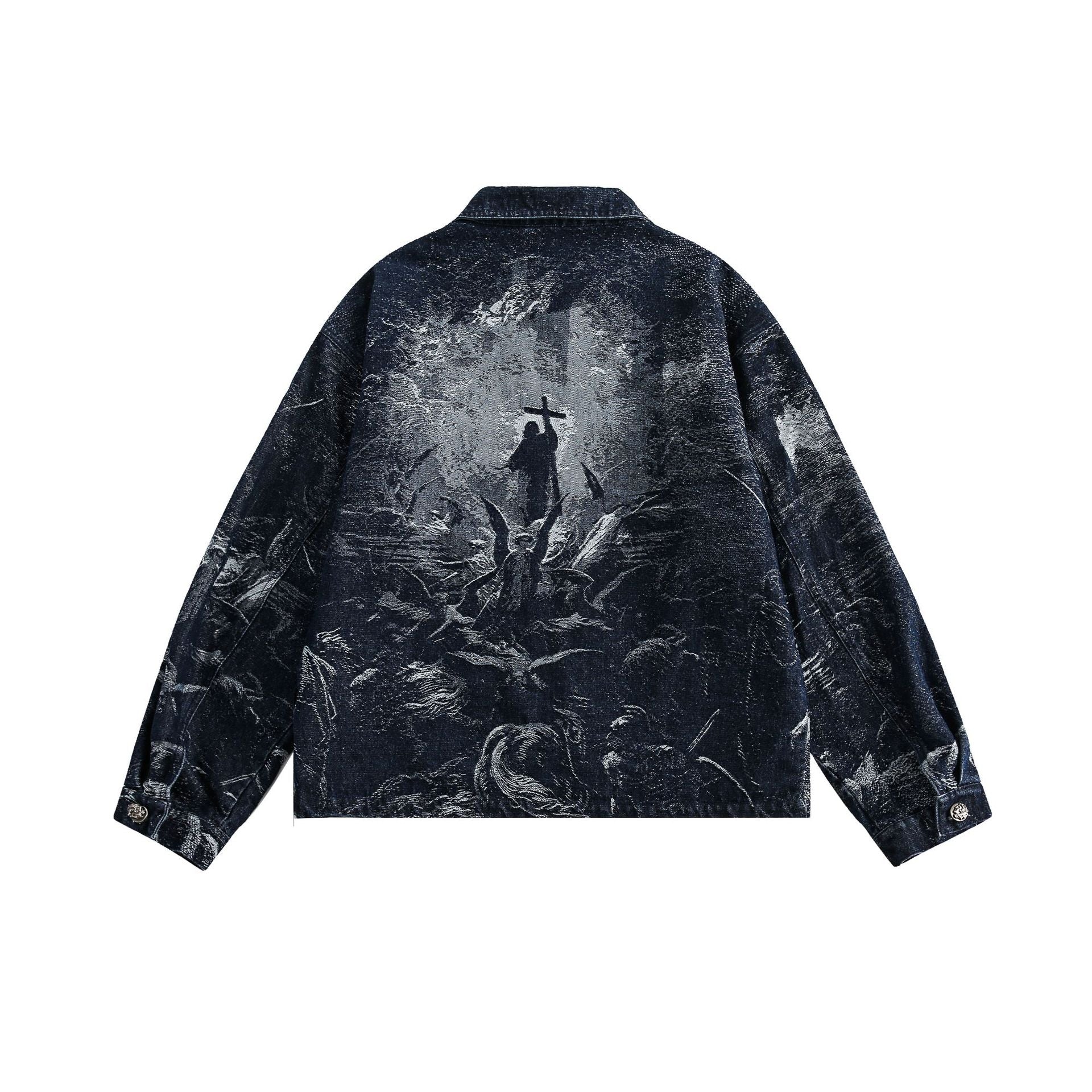 Zwoyren Holy Light Jacquard Textured Denim Jacket