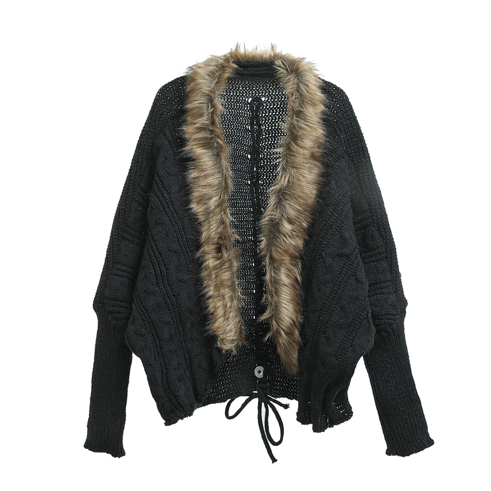 Zwoyren Cozy Fur-Trim Knit Cardigan