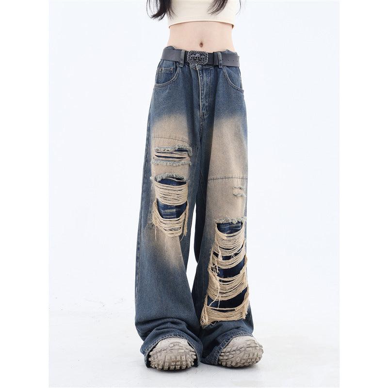 Distressed Design Loose Jeans