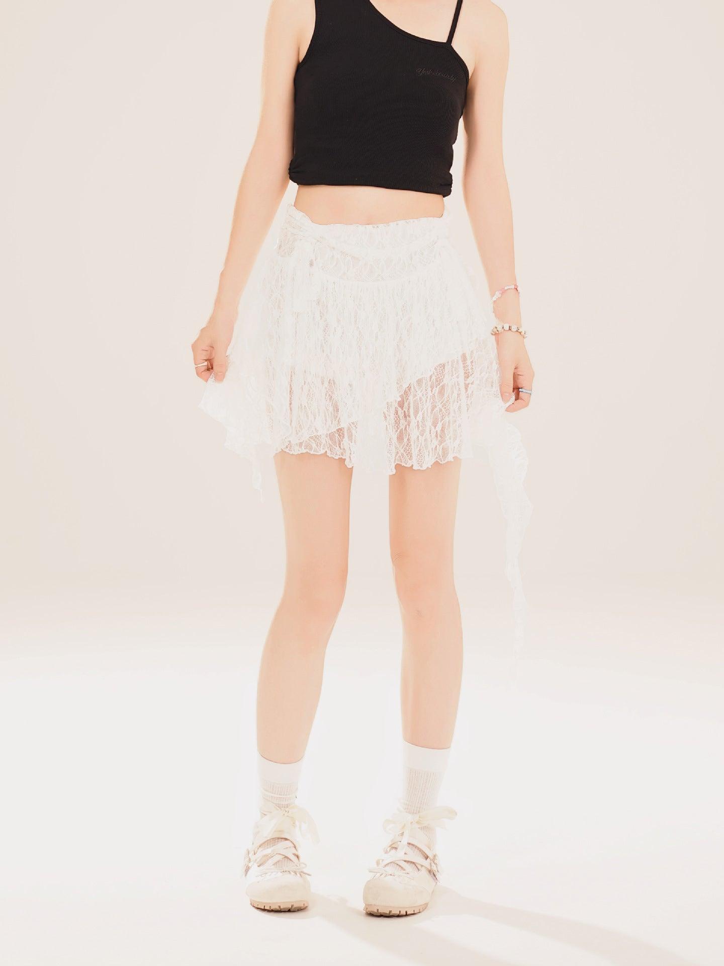 Irregular Lace Patchwork Skirt