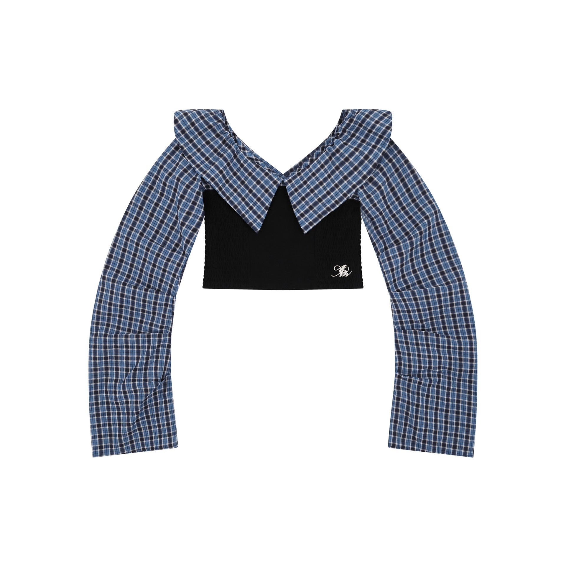 Zwoyren Plaid Sleeve Corset Top