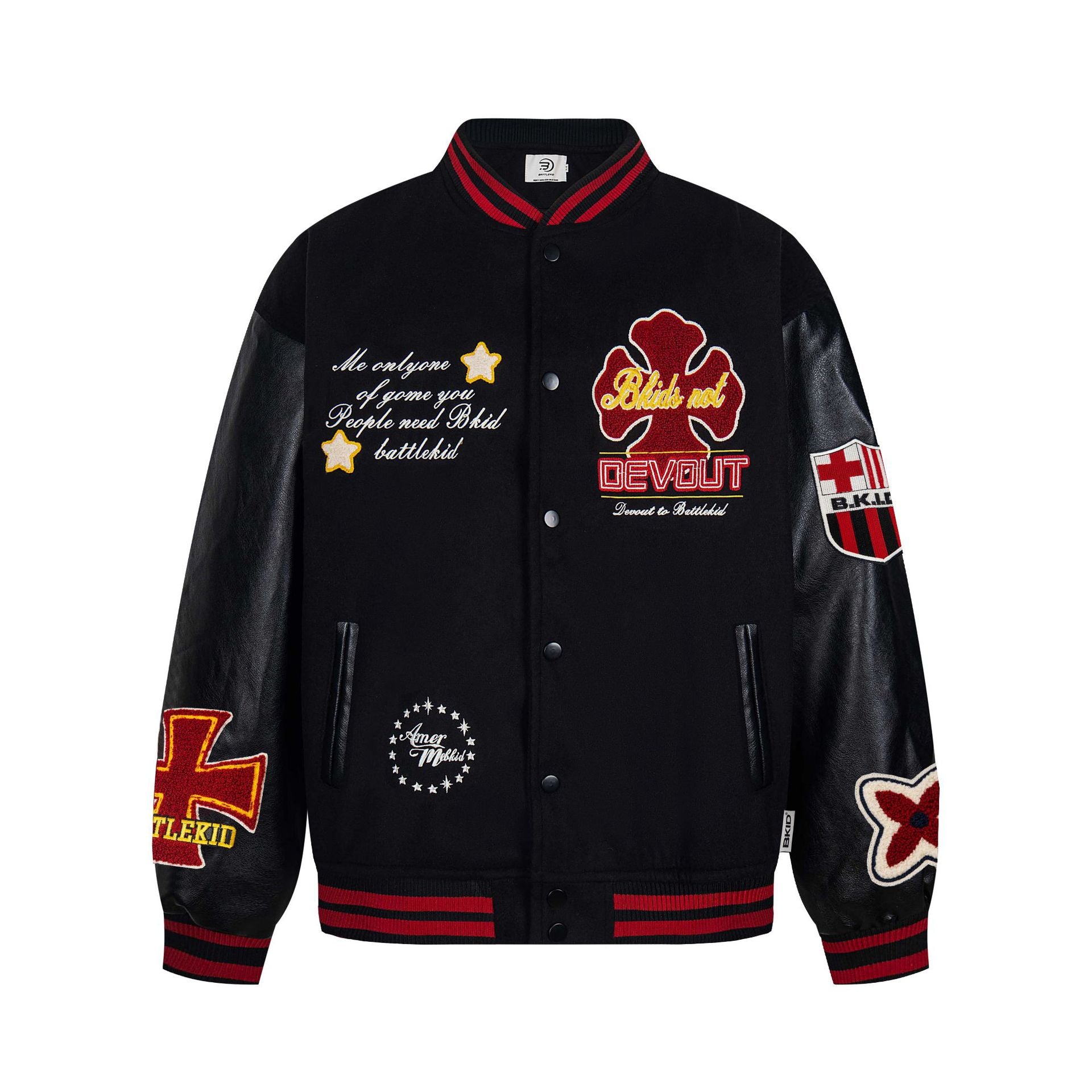 Zwoyren Embroidered Patches Urban Varsity Jacket 