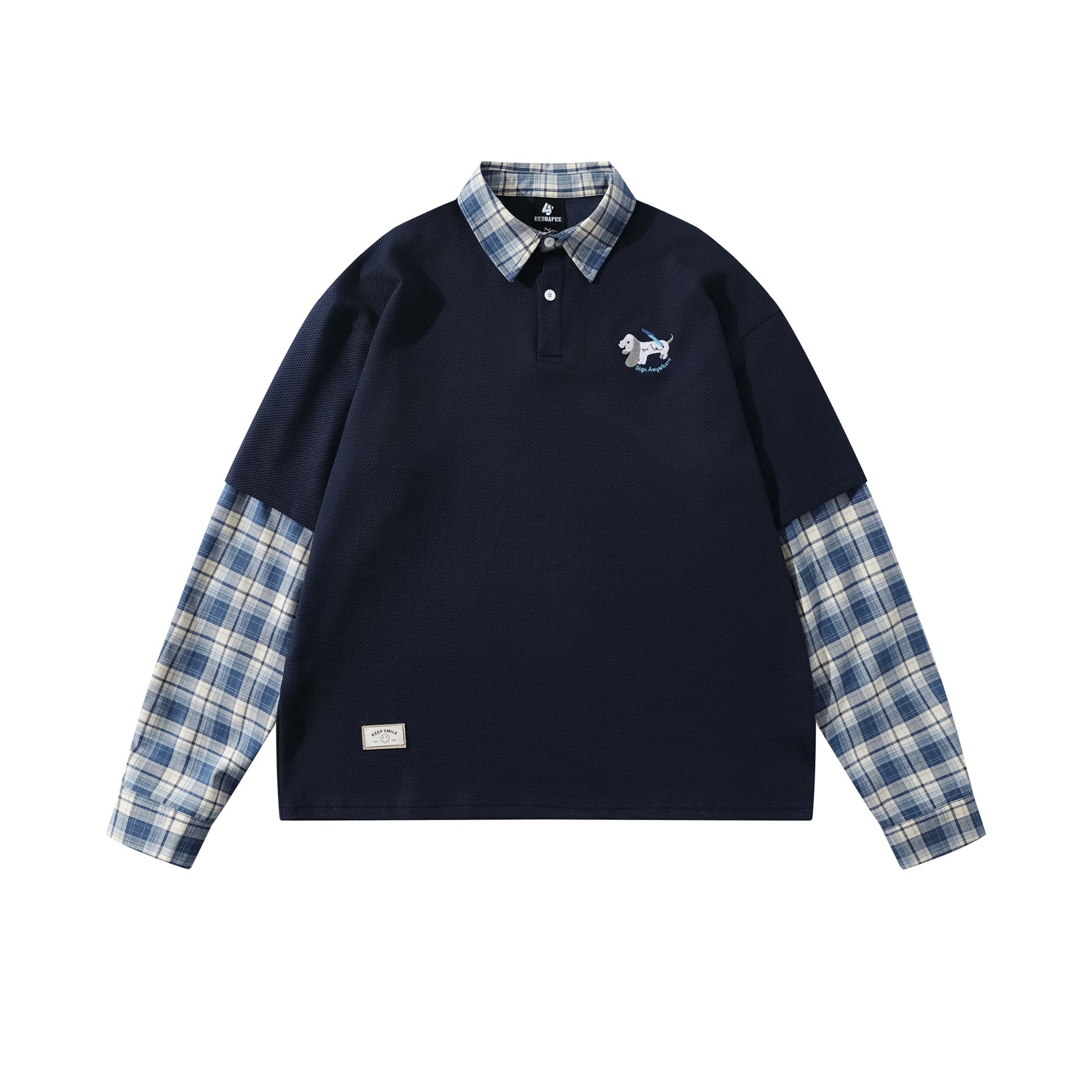 Zwoyren Preppy Faux Layered Long Sleeve Tee