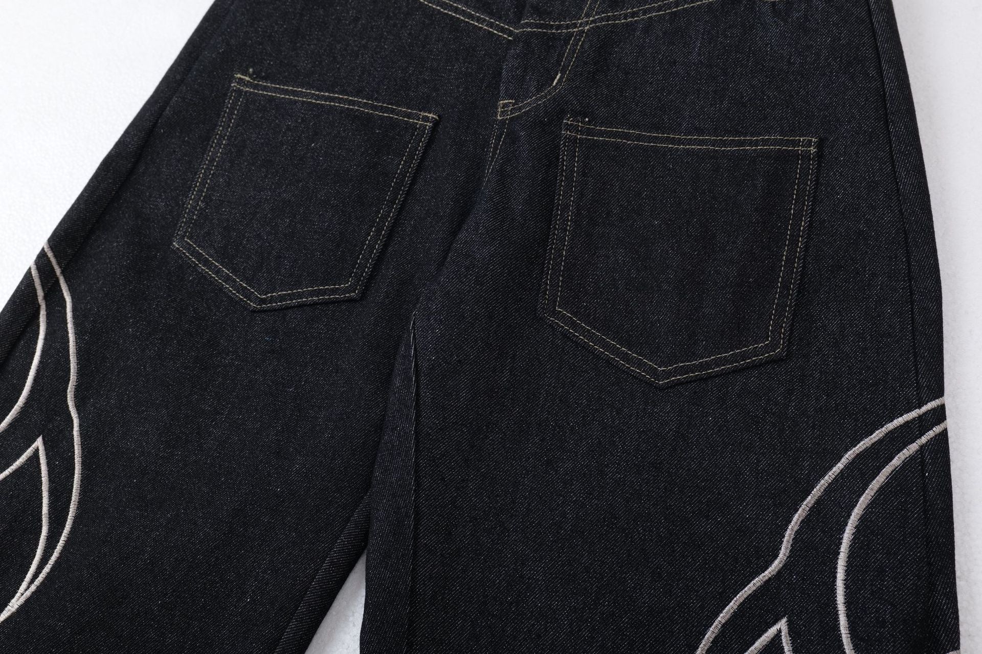 Zwoyren Embroidery Baggy Barrel Jeans