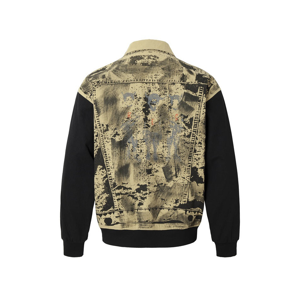 Zwoyren Mottled Old Retro Graffiti Print Jacket