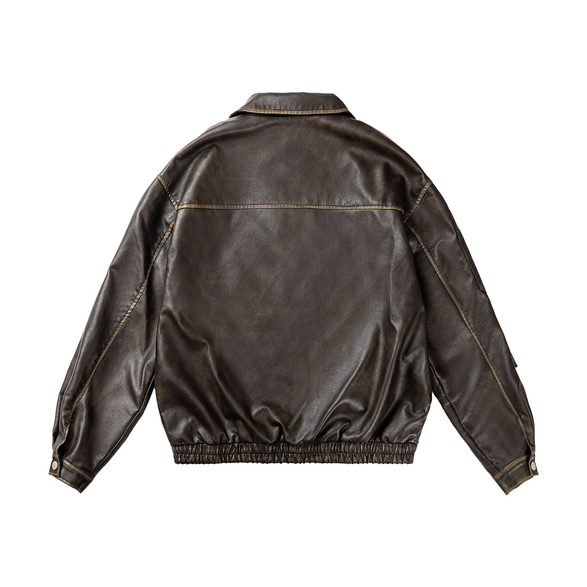 Zwoyren Multi Pocket Faux Leather Cropped Jacket