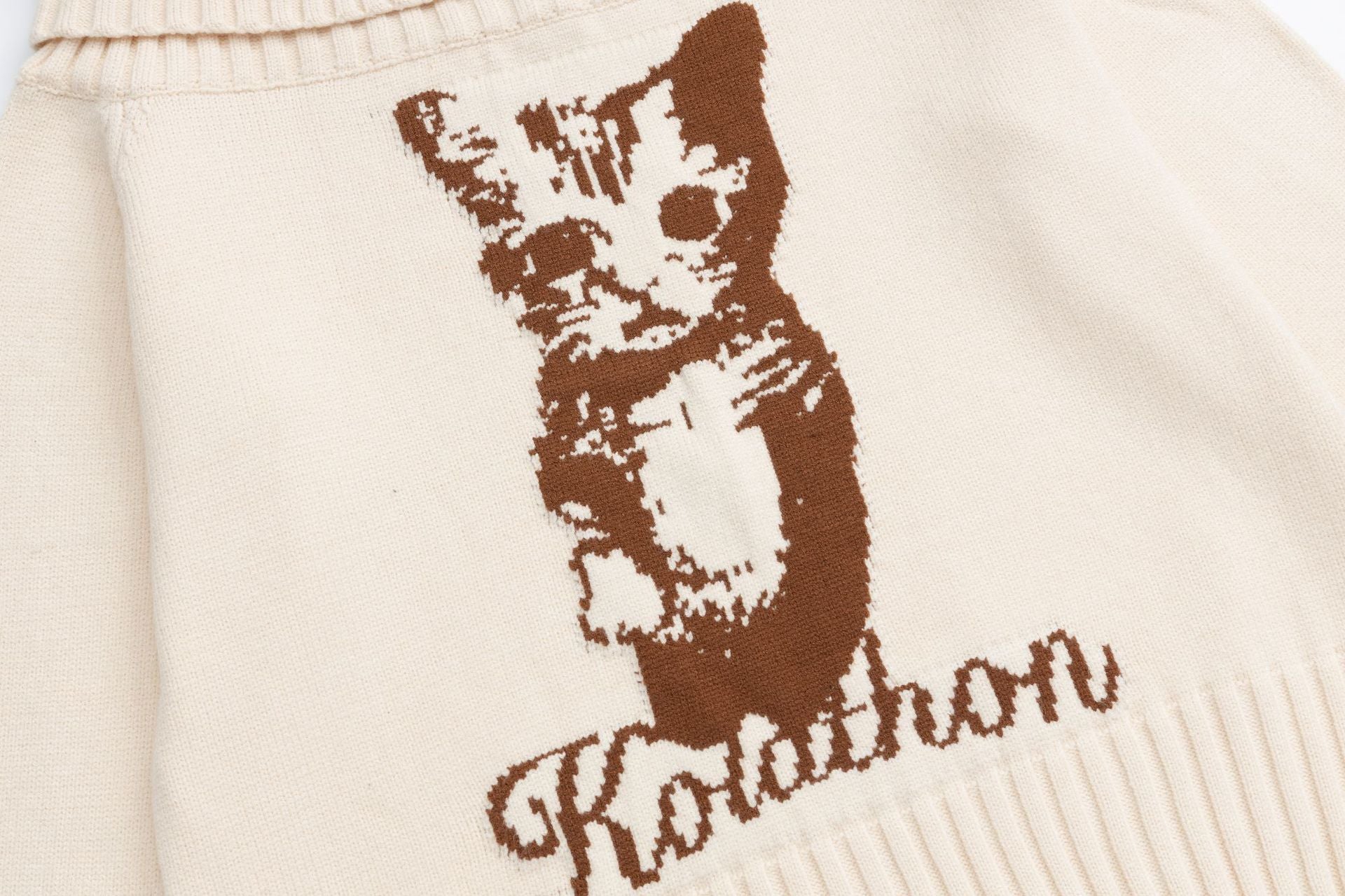 Zwoyren Cat Print Cowl Neck Sweater
