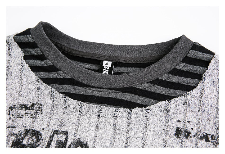 Zwoyren Striped Contrast Long Sleeve Tee