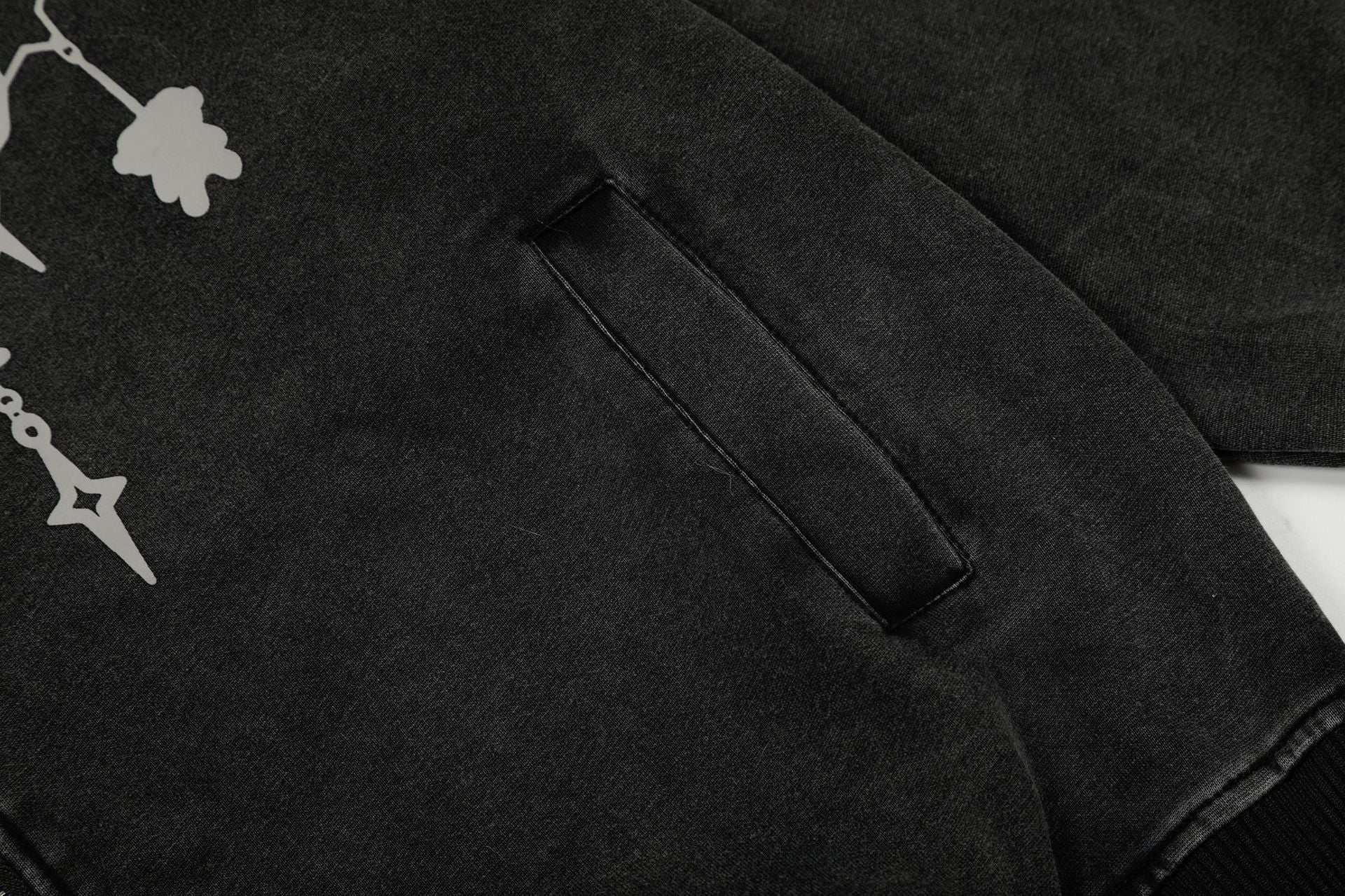Zwoyren Chain Print Fur Collar Zip Up Hoodie