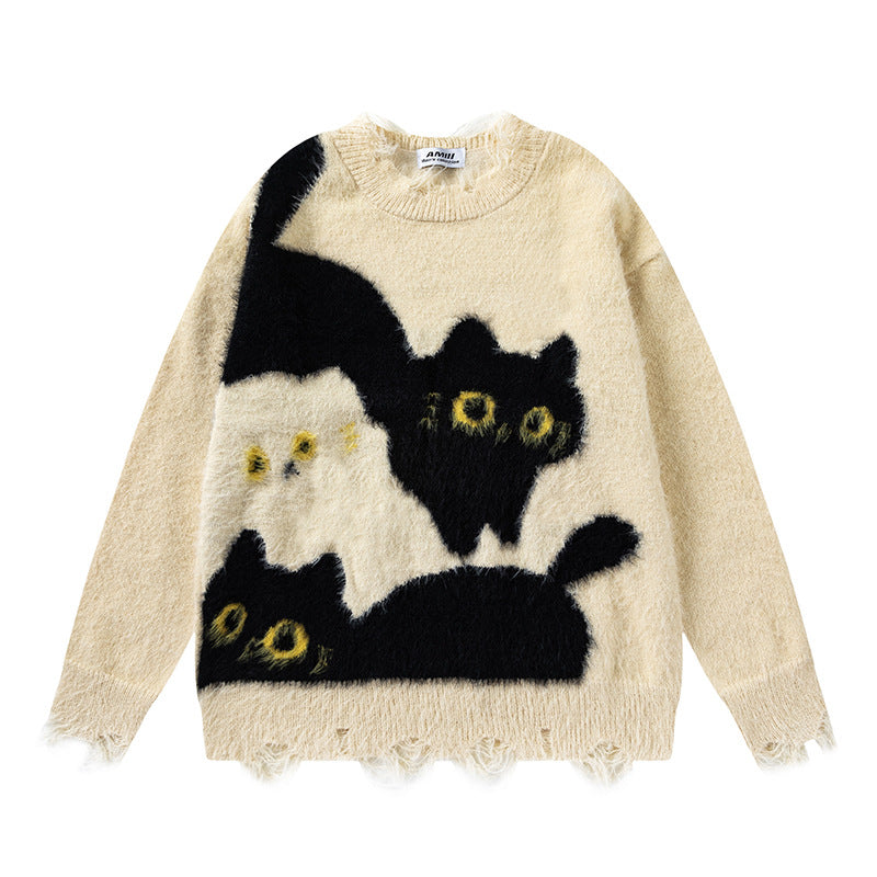 Zwoyren Color Blocking Cat Sweater