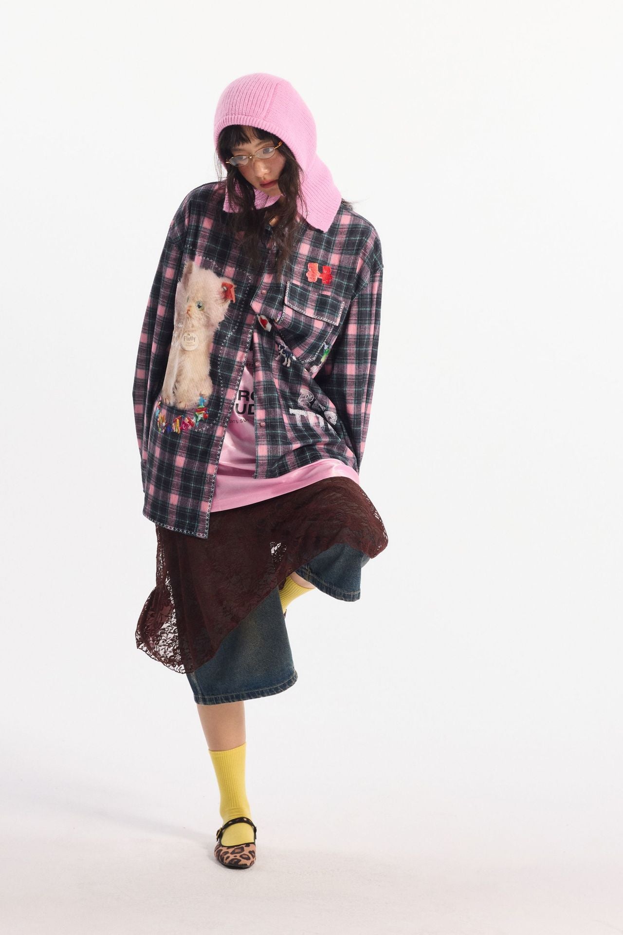 Zwoyren Kitty Chic Plaid Shirt