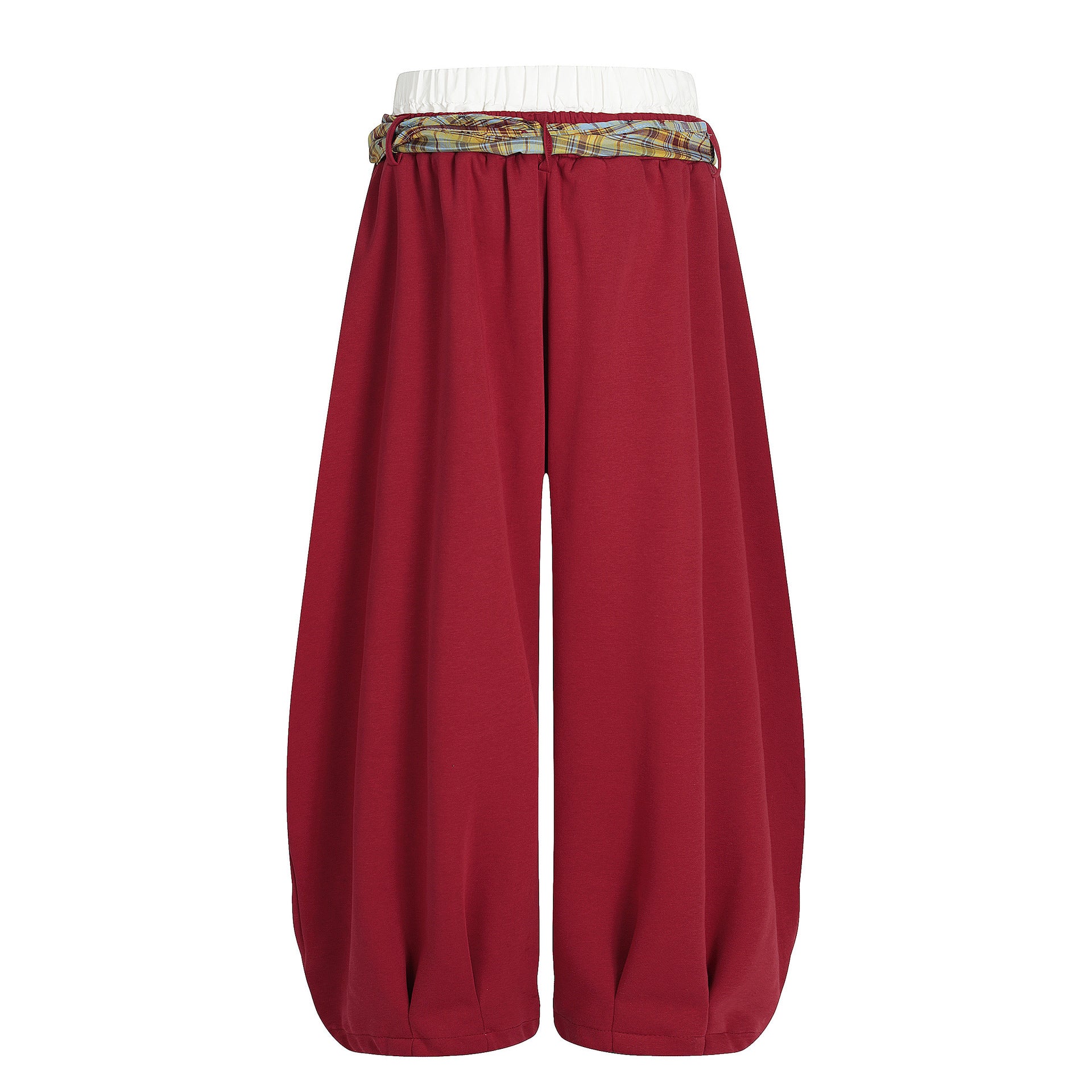 Zwoyren Layered Plaid Double Waist Super Baggy Barrel Sweatpants