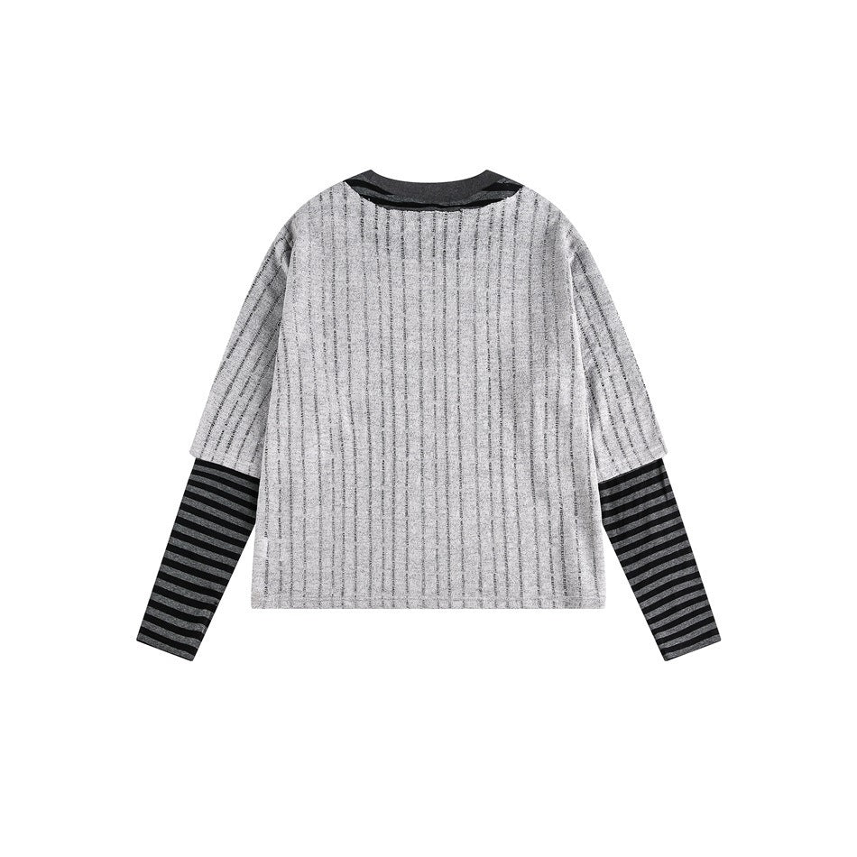 Zwoyren Striped Contrast Long Sleeve Tee