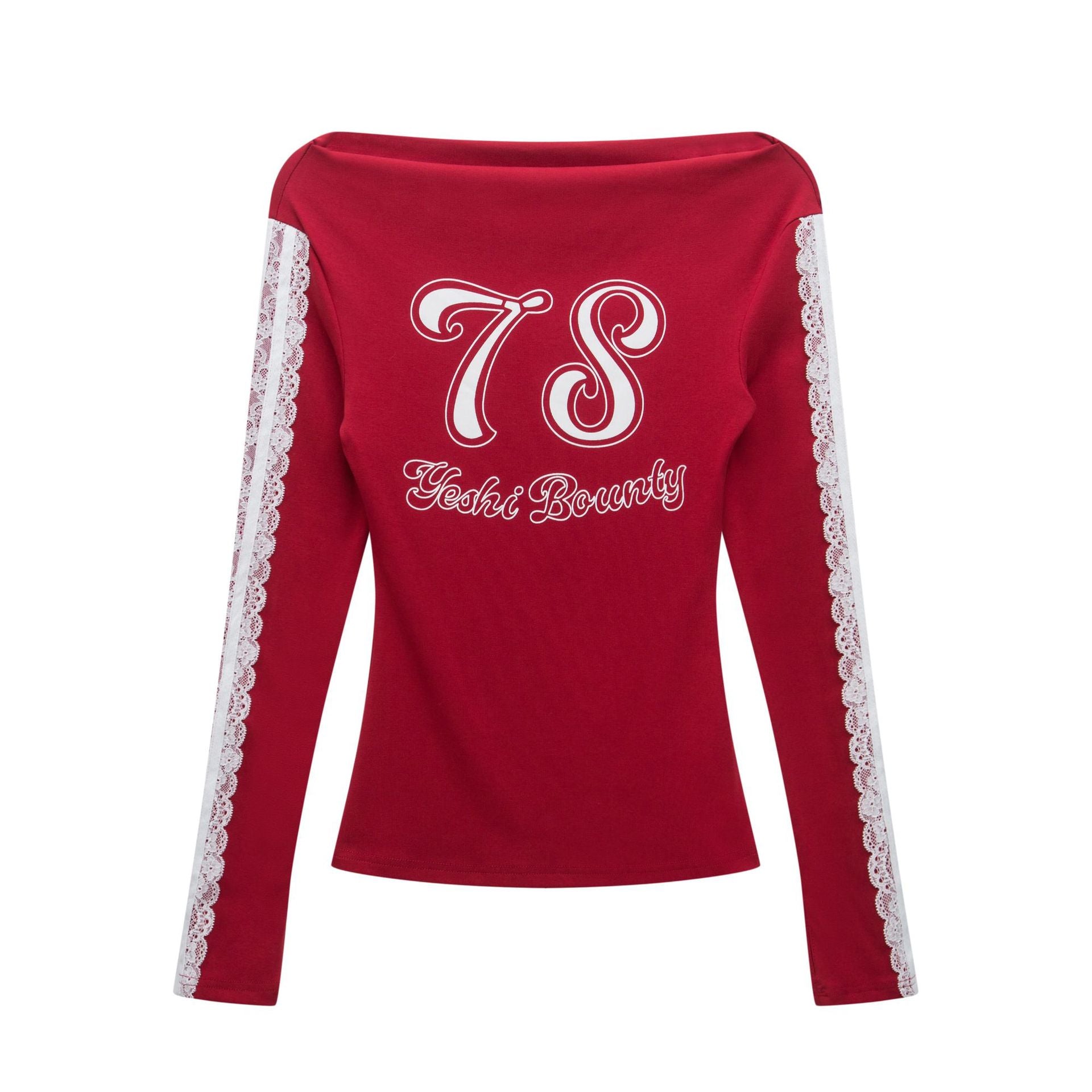 Zwoyren Lace One-shoulder Bottom Long Sleeve T-shirt