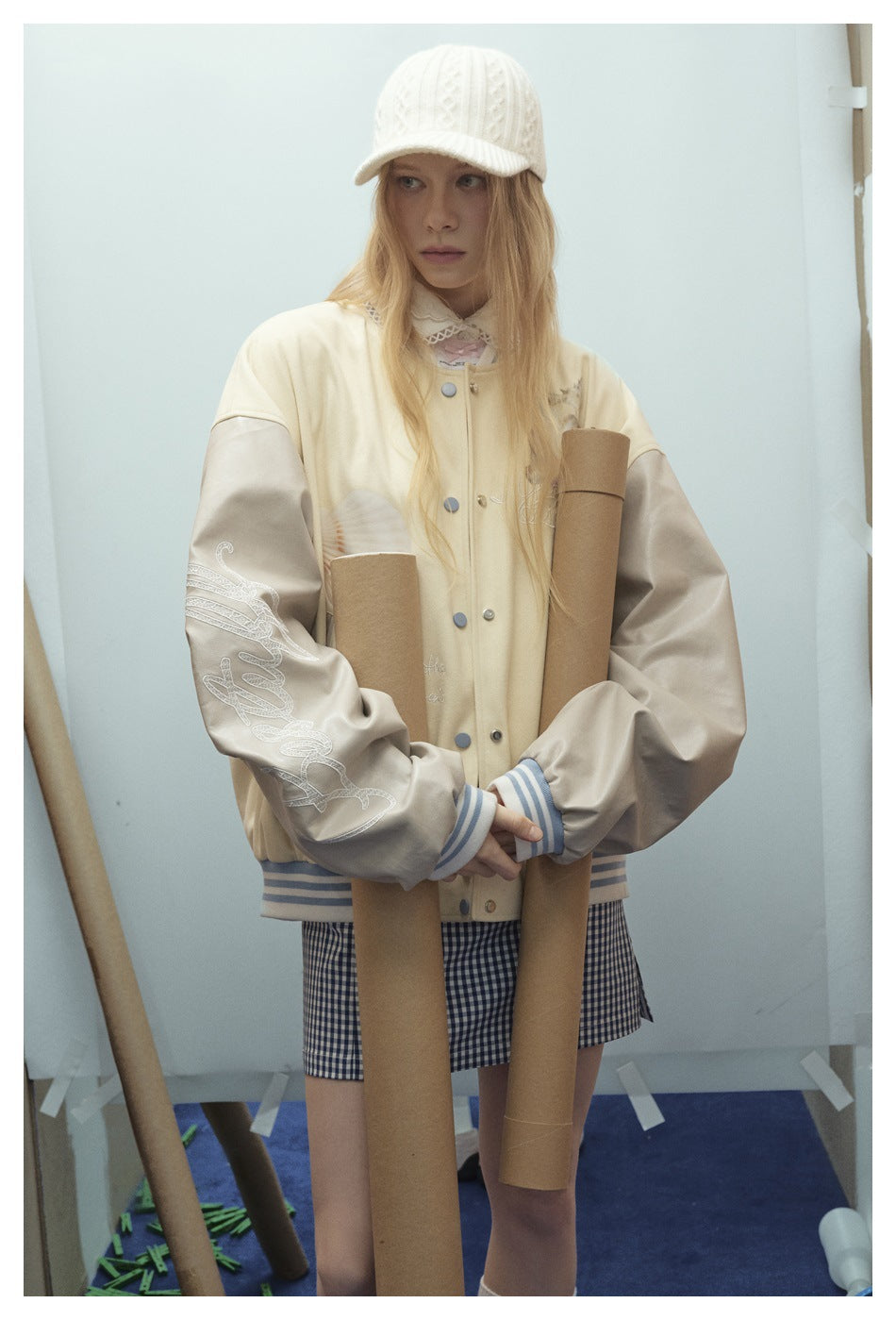 Zwoyren Seashell Graphic Varsity Jacket